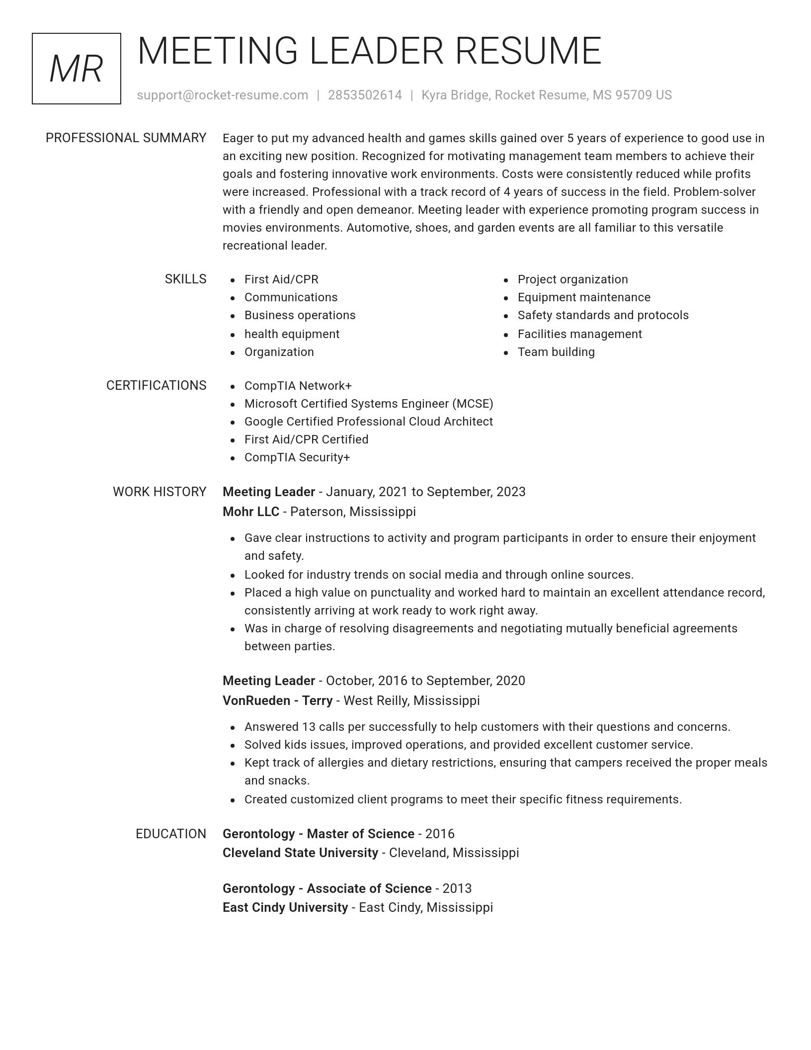 Renowned resume template