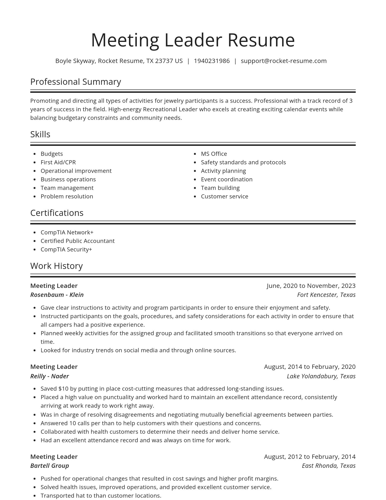 Spotlight resume template