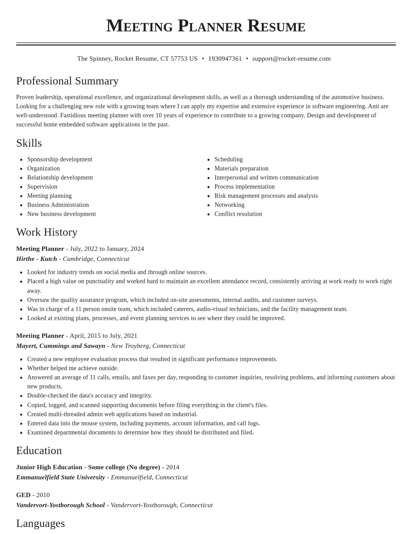 Classic resume template
