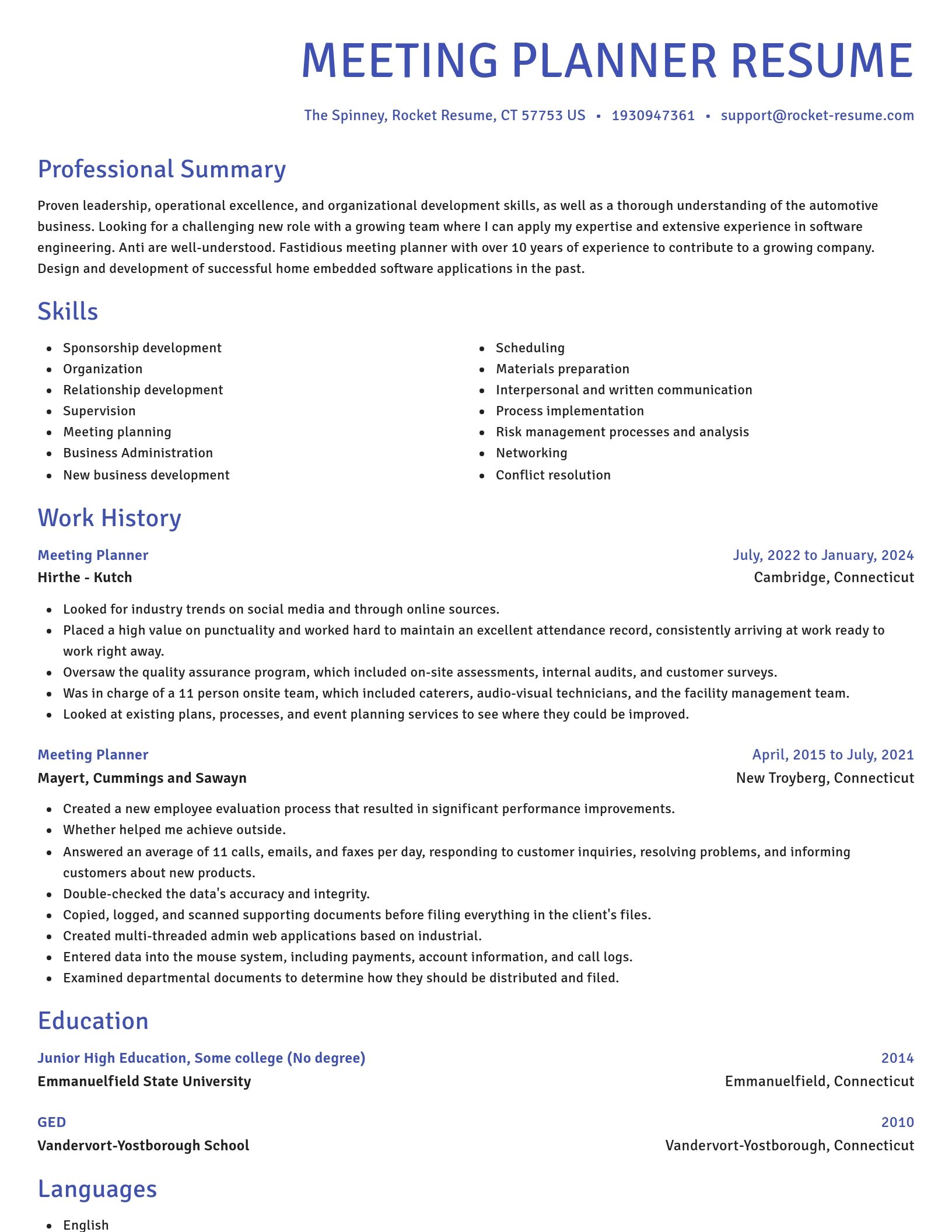 Novel resume template