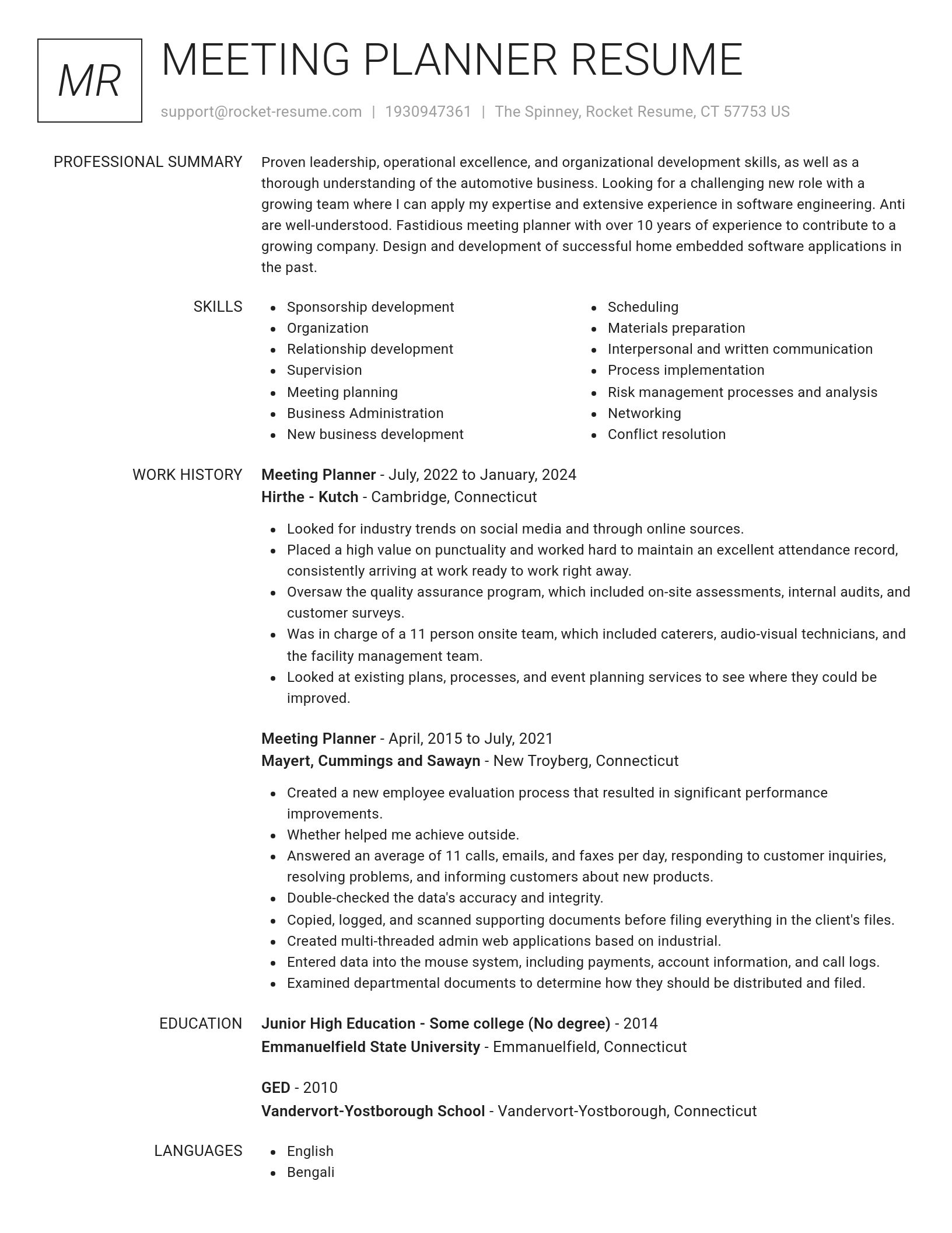 Renowned resume template