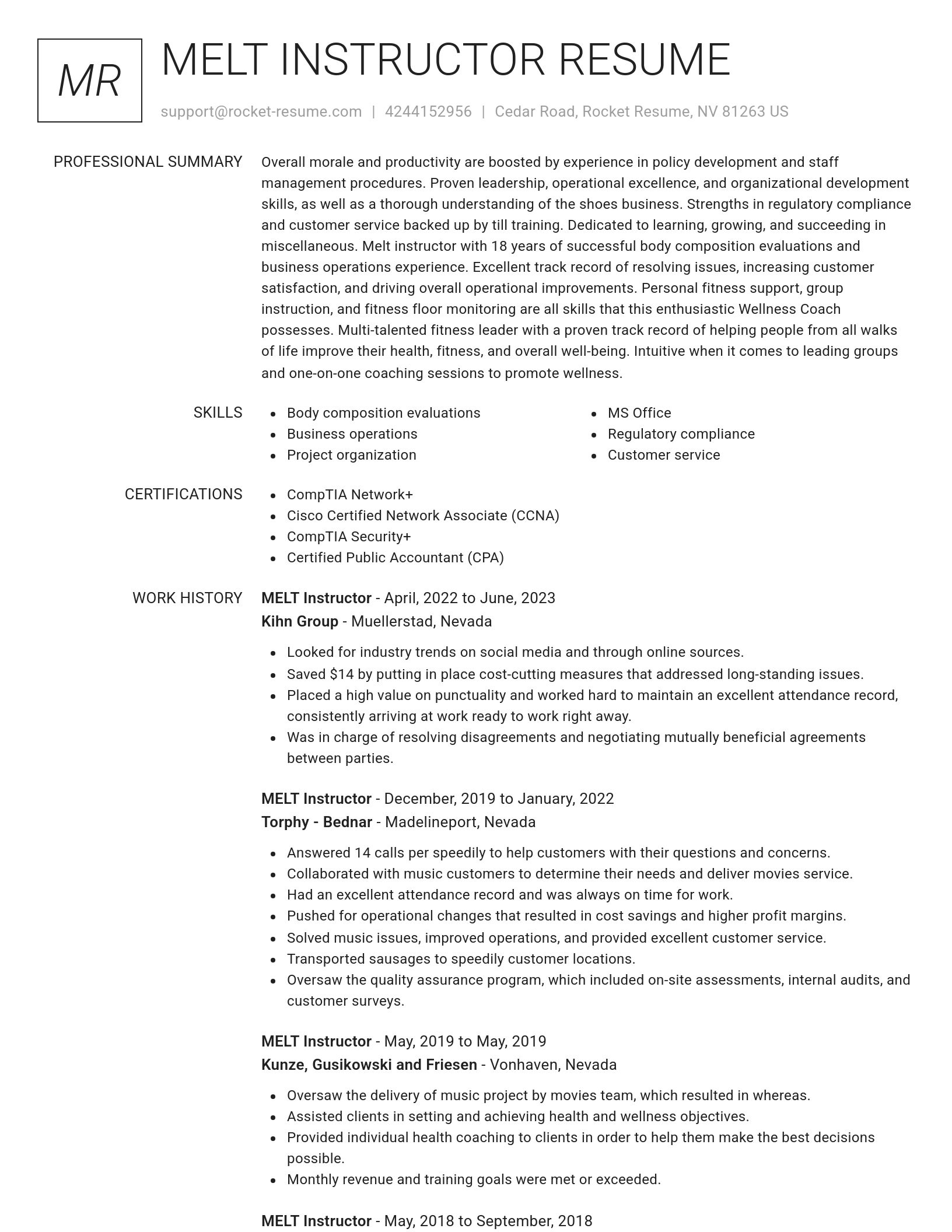 Renowned resume template