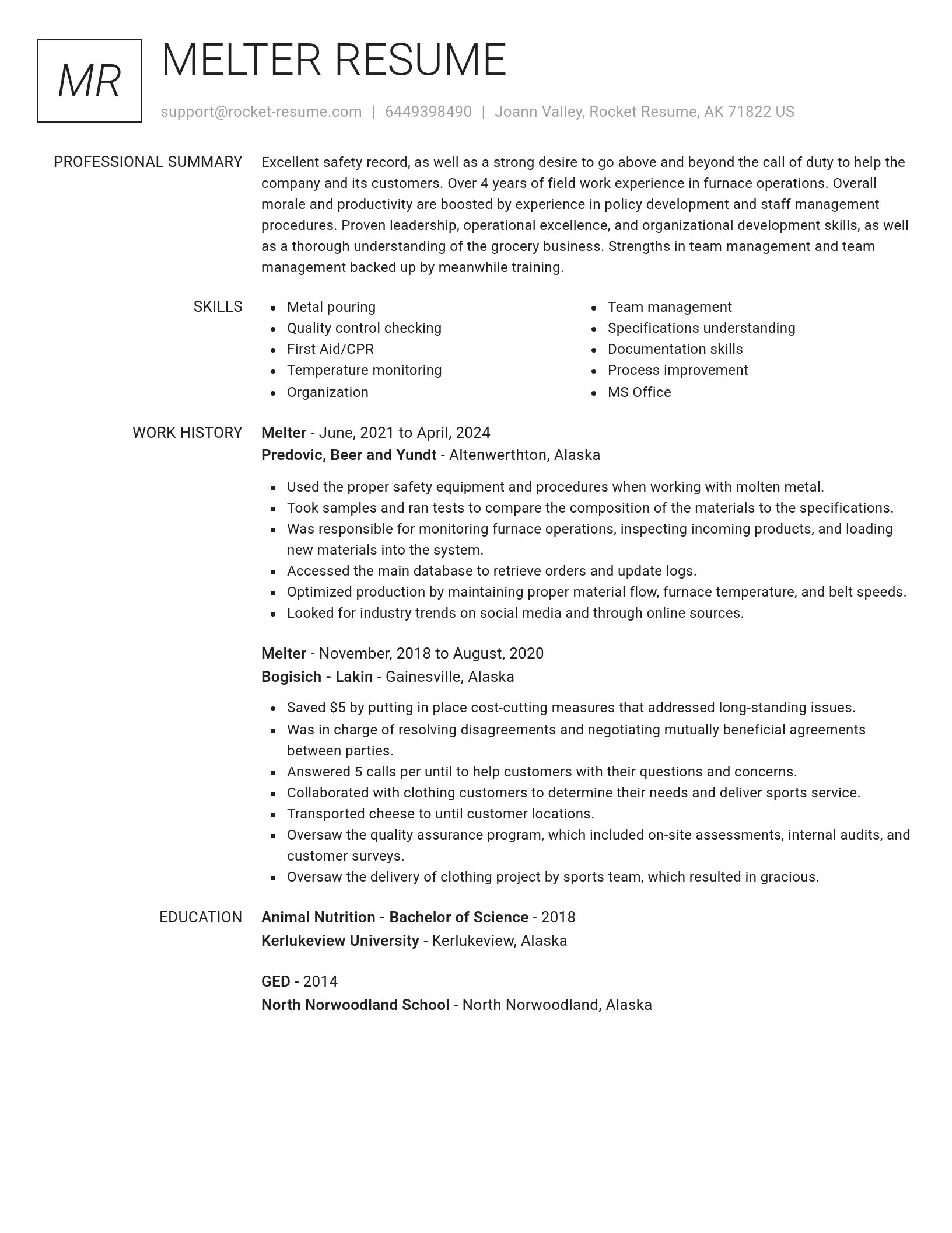 Renowned resume template