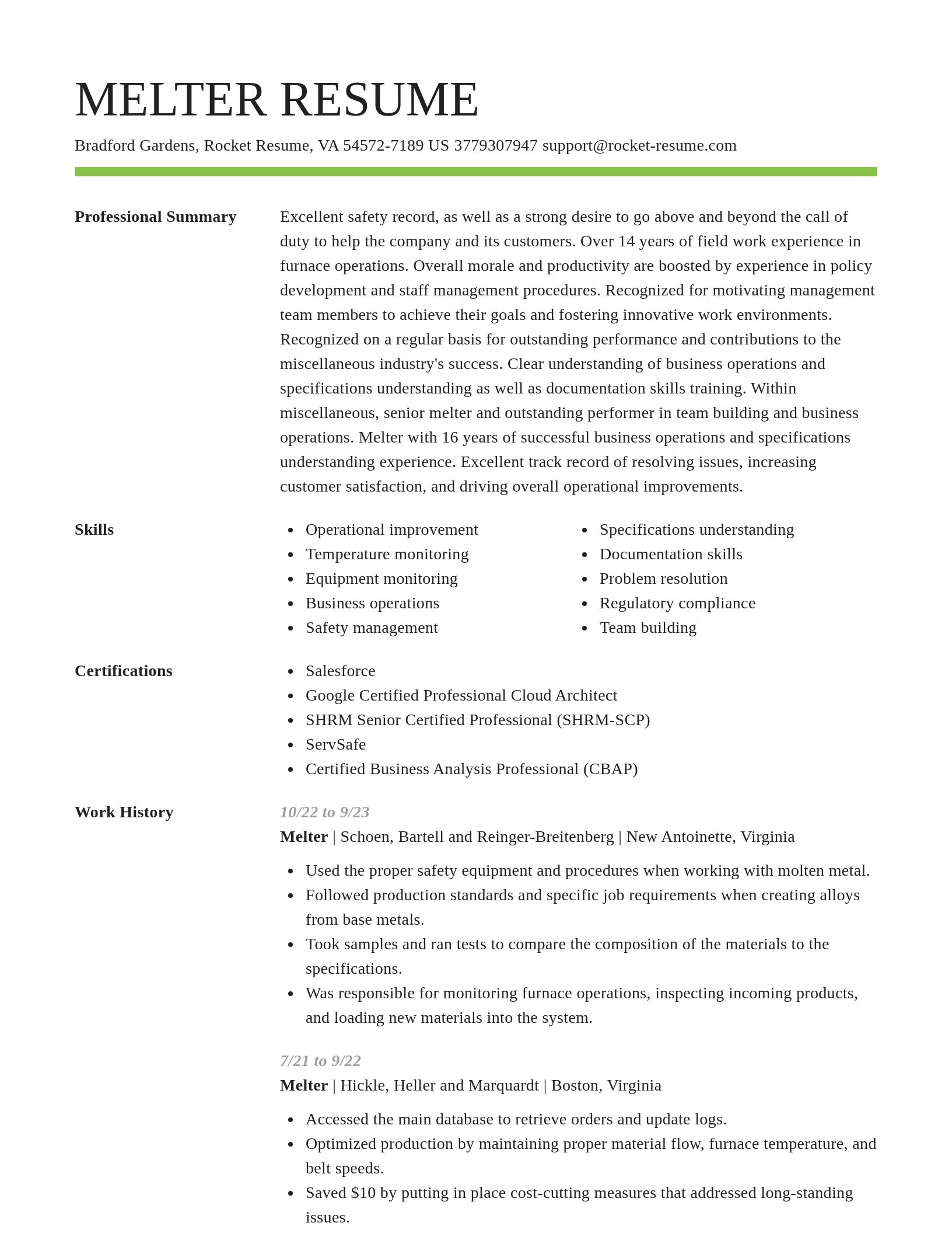 Smart resume template