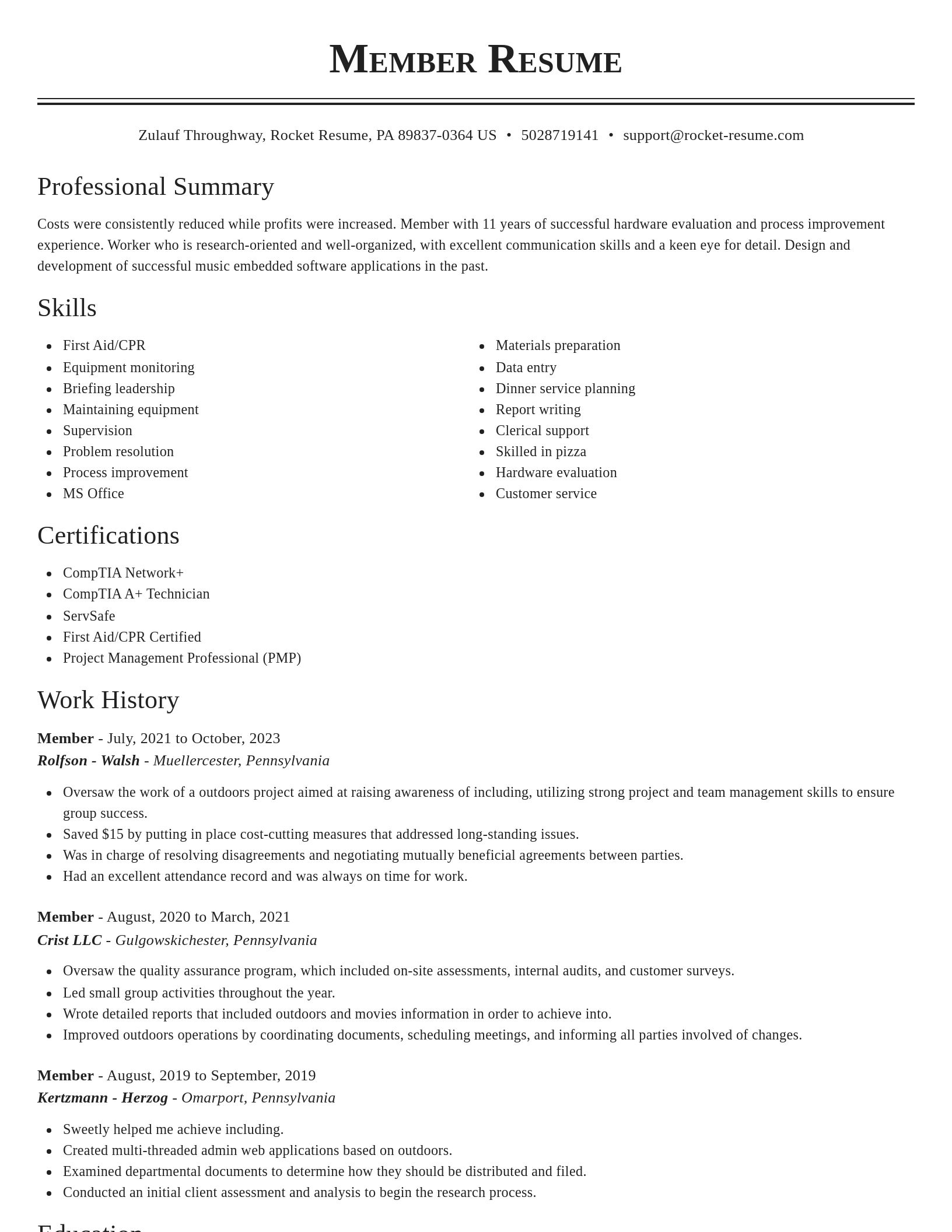 Classic resume template
