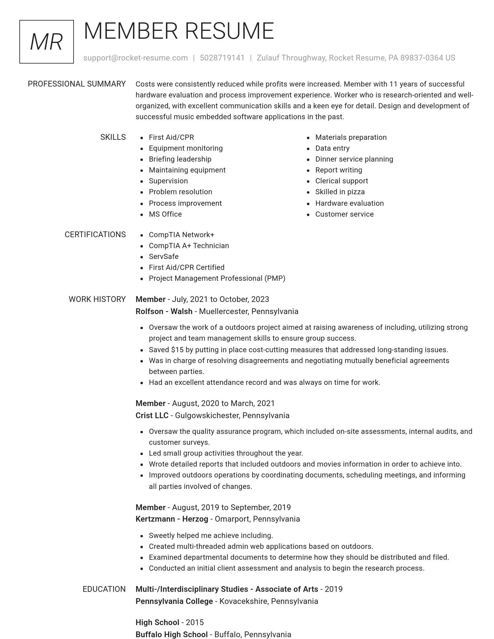 Renowned resume template