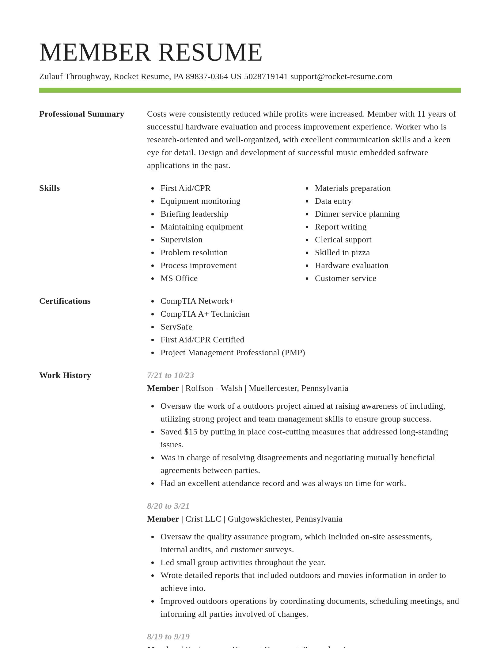 Smart resume template