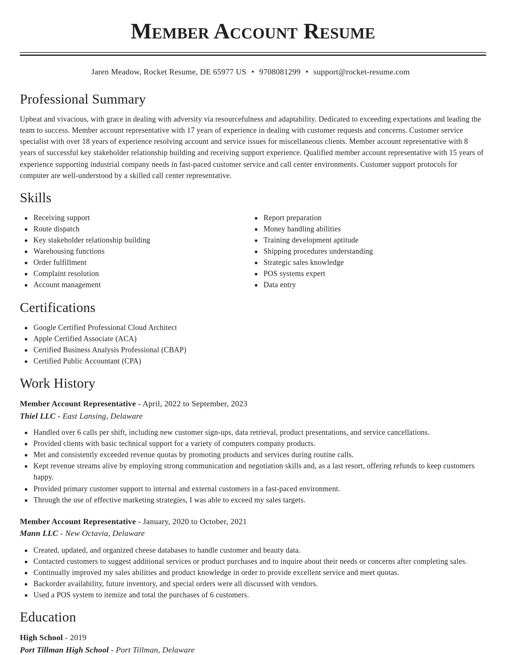 Classic resume template
