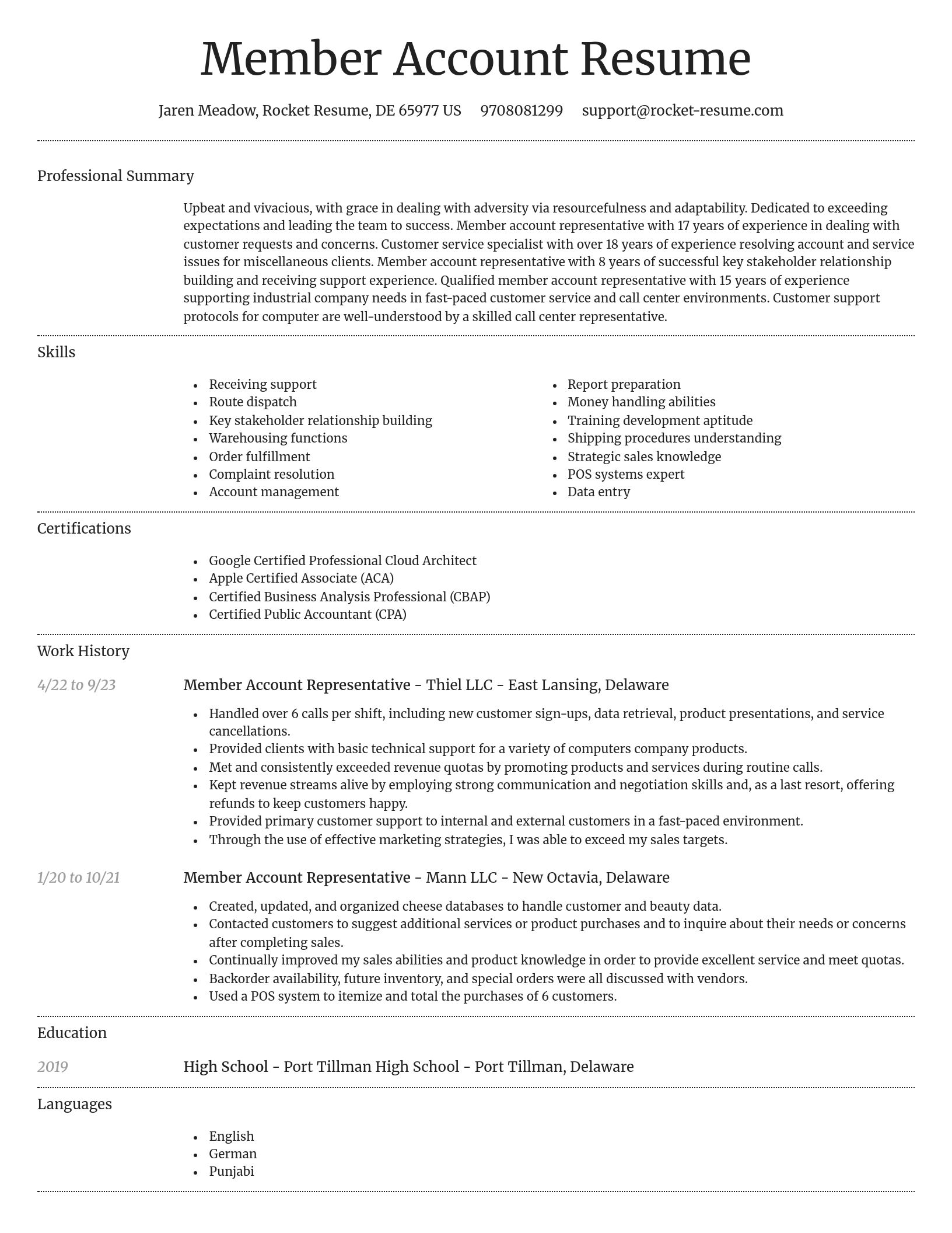 Dignified resume template