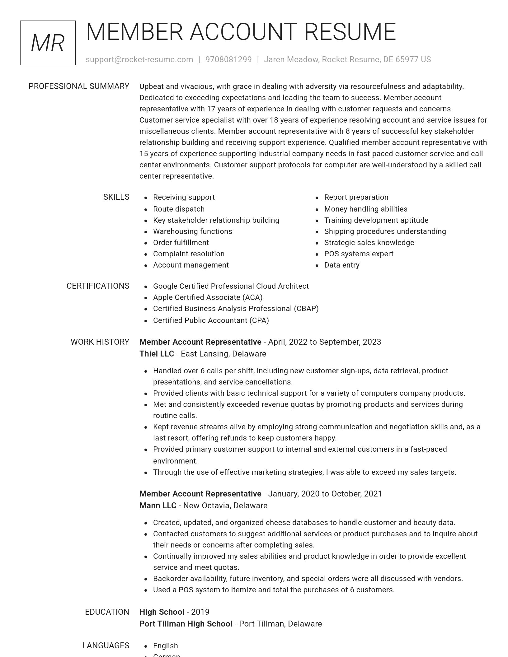 Renowned resume template