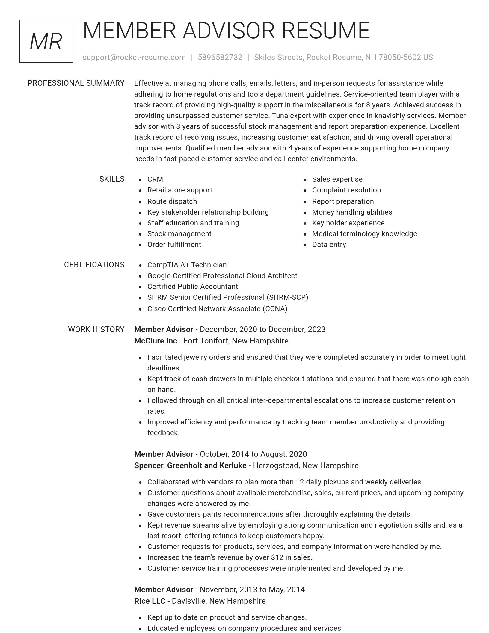 Renowned resume template