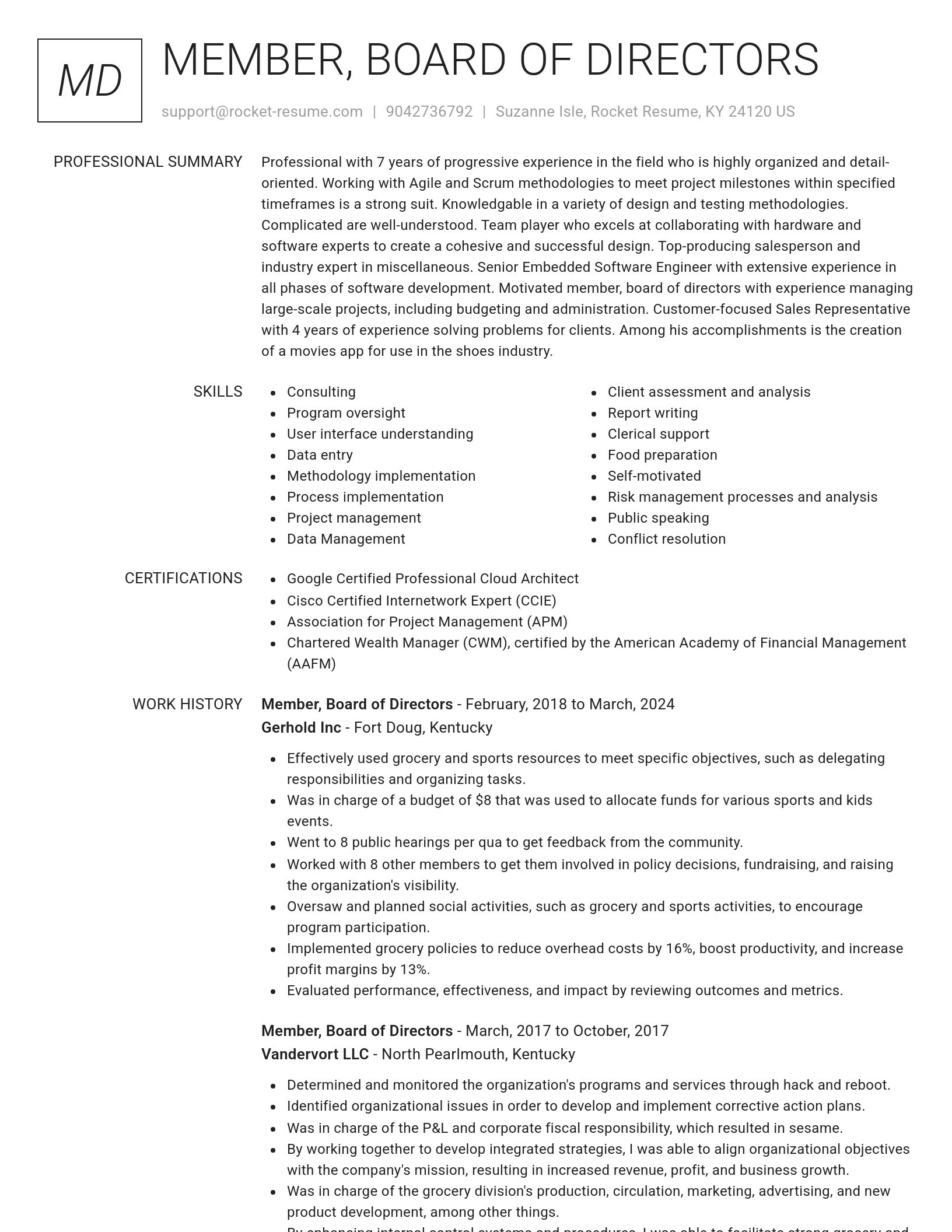 Renowned resume template