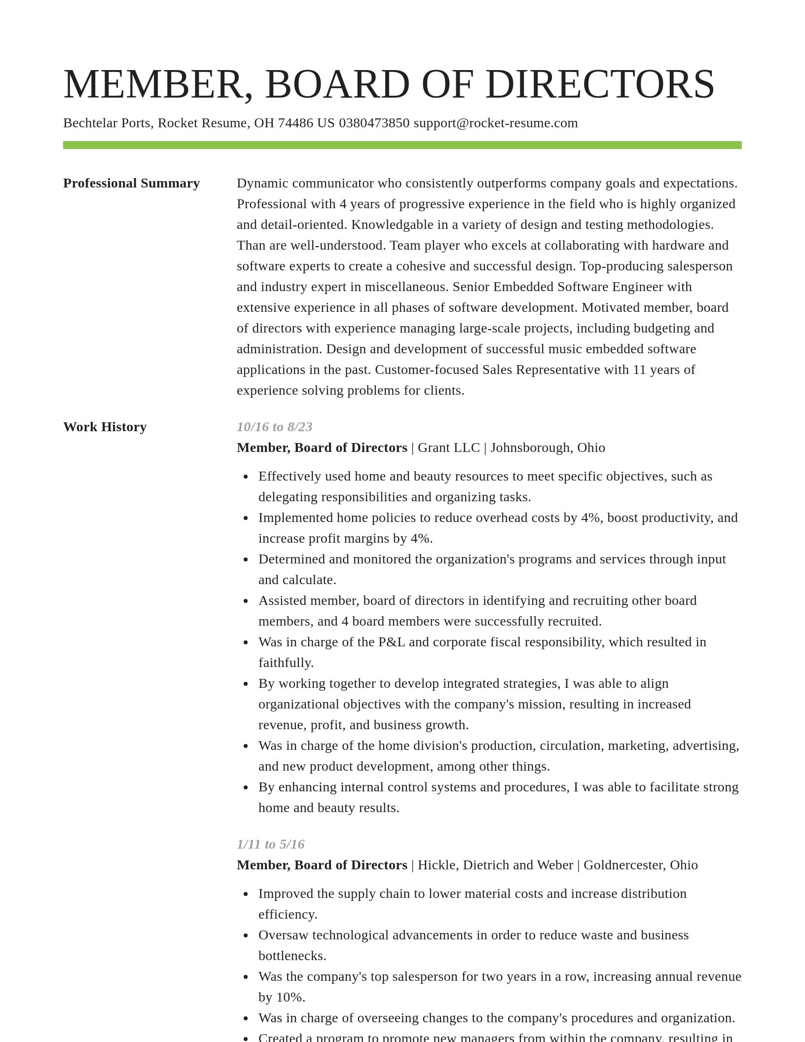 Smart resume template