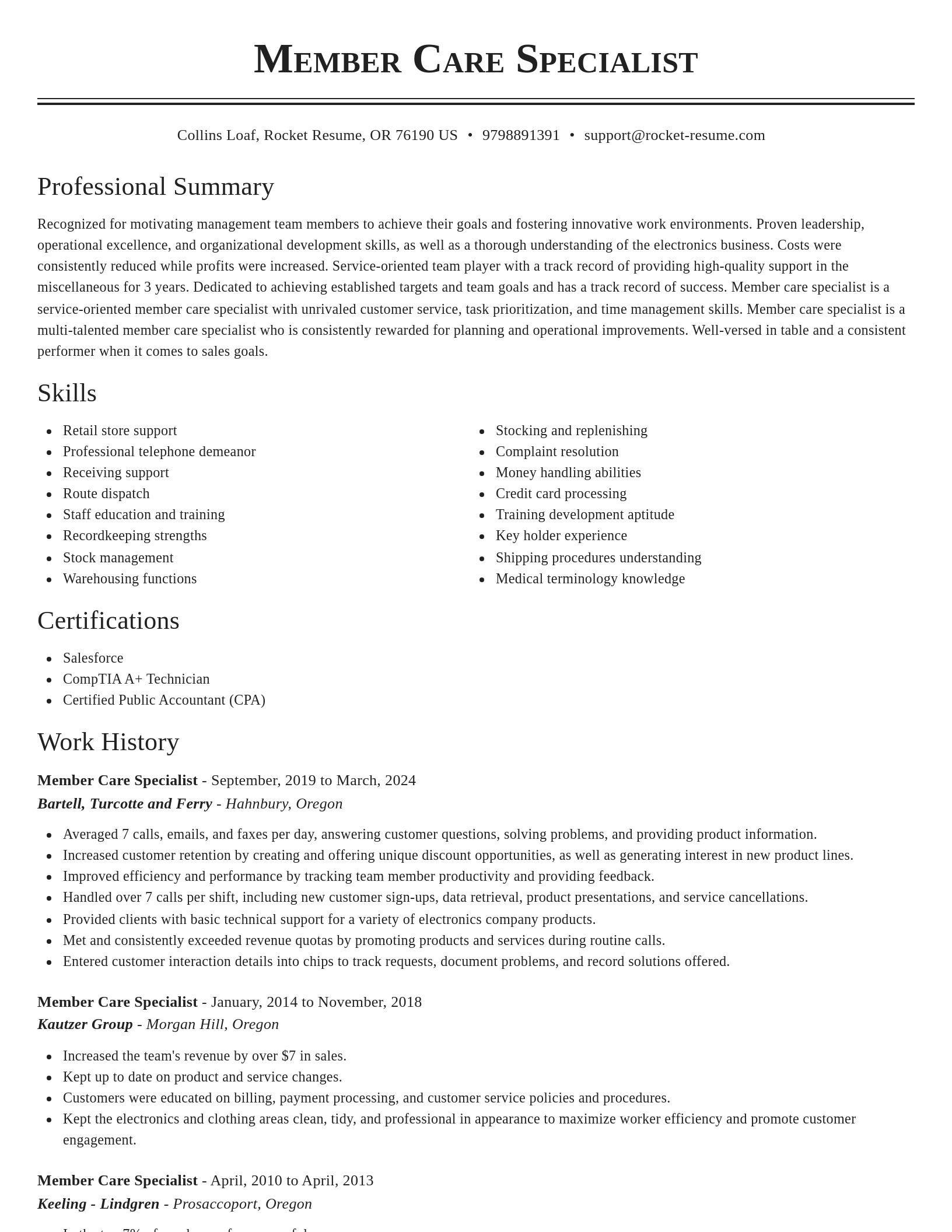 Classic resume template