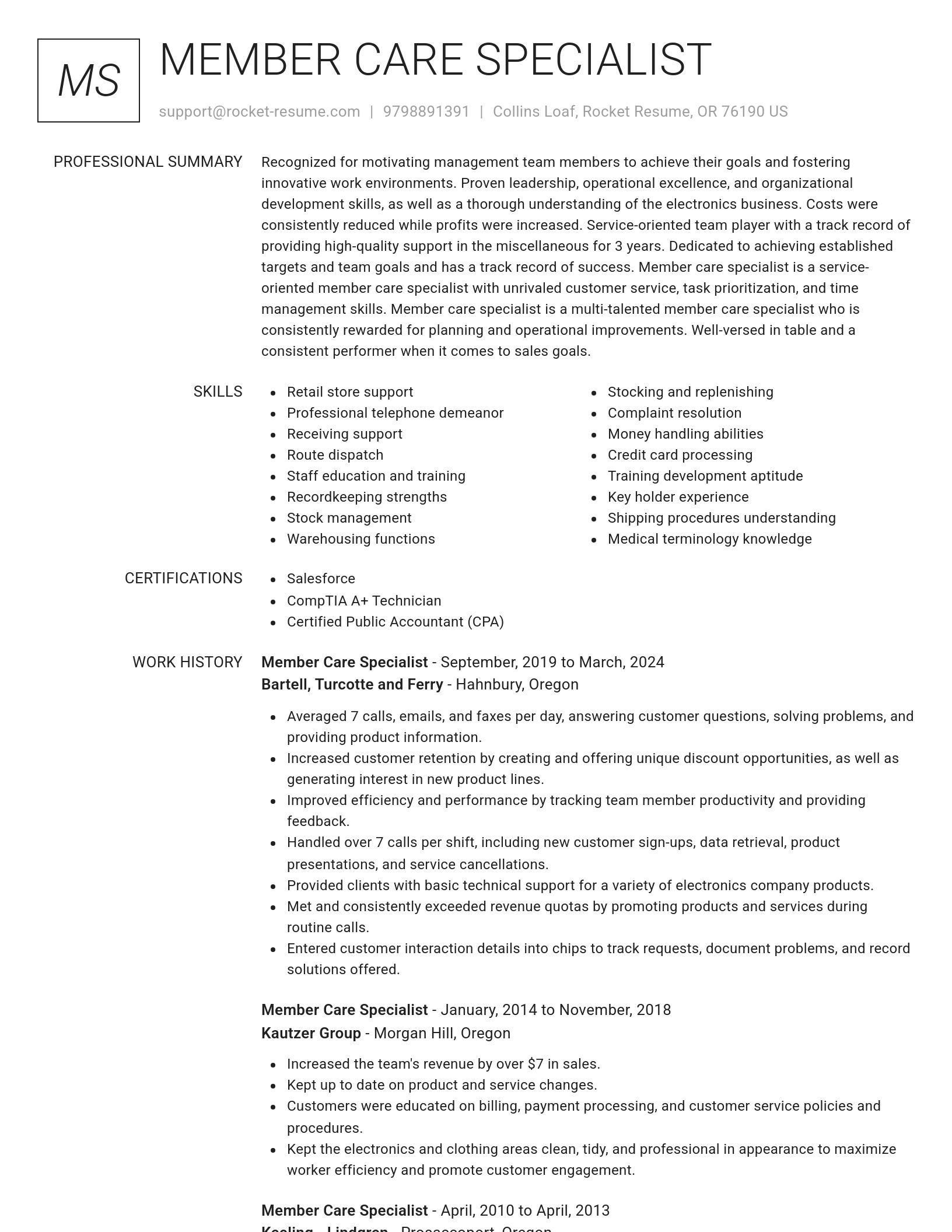 Renowned resume template