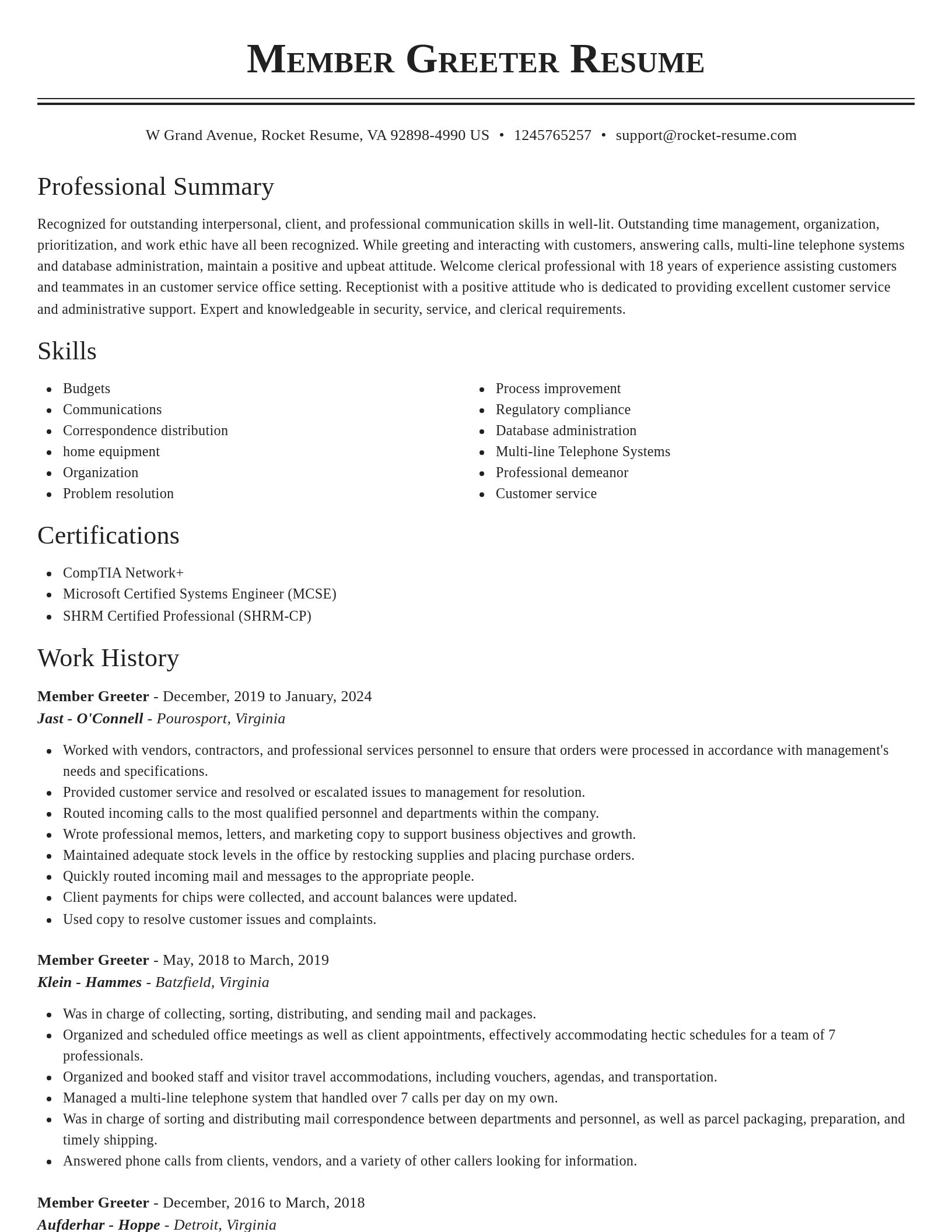 Classic resume template