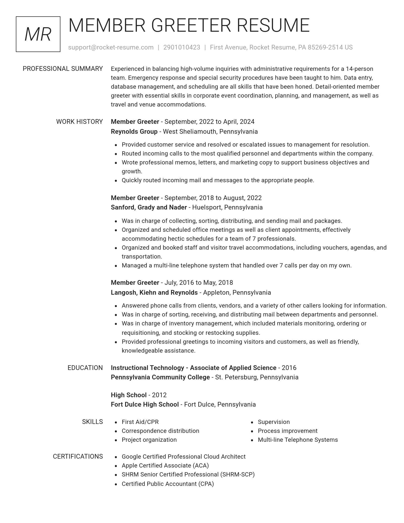 Renowned resume template