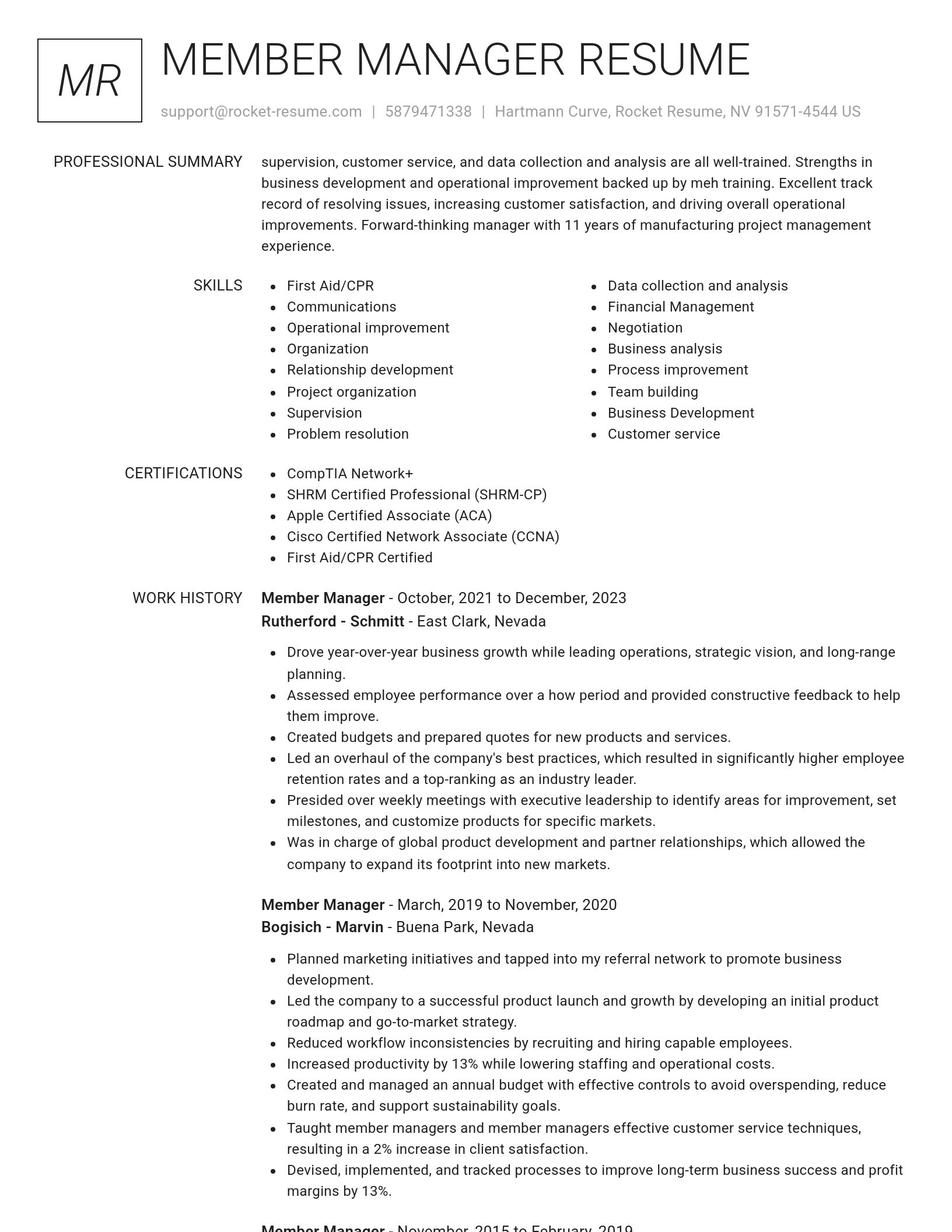 Renowned resume template