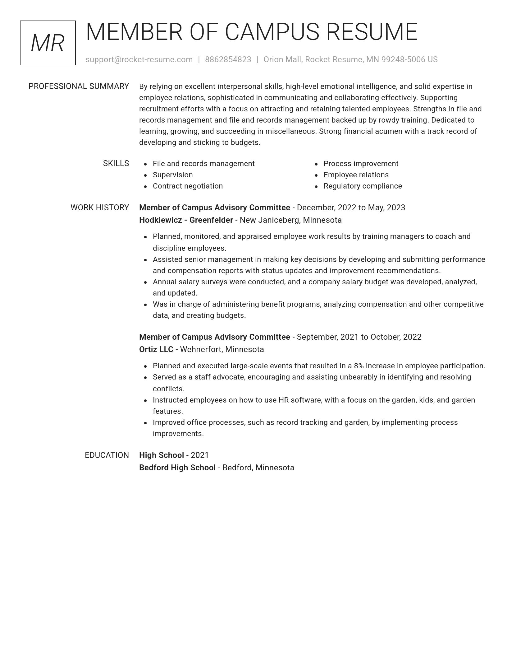 Renowned resume template