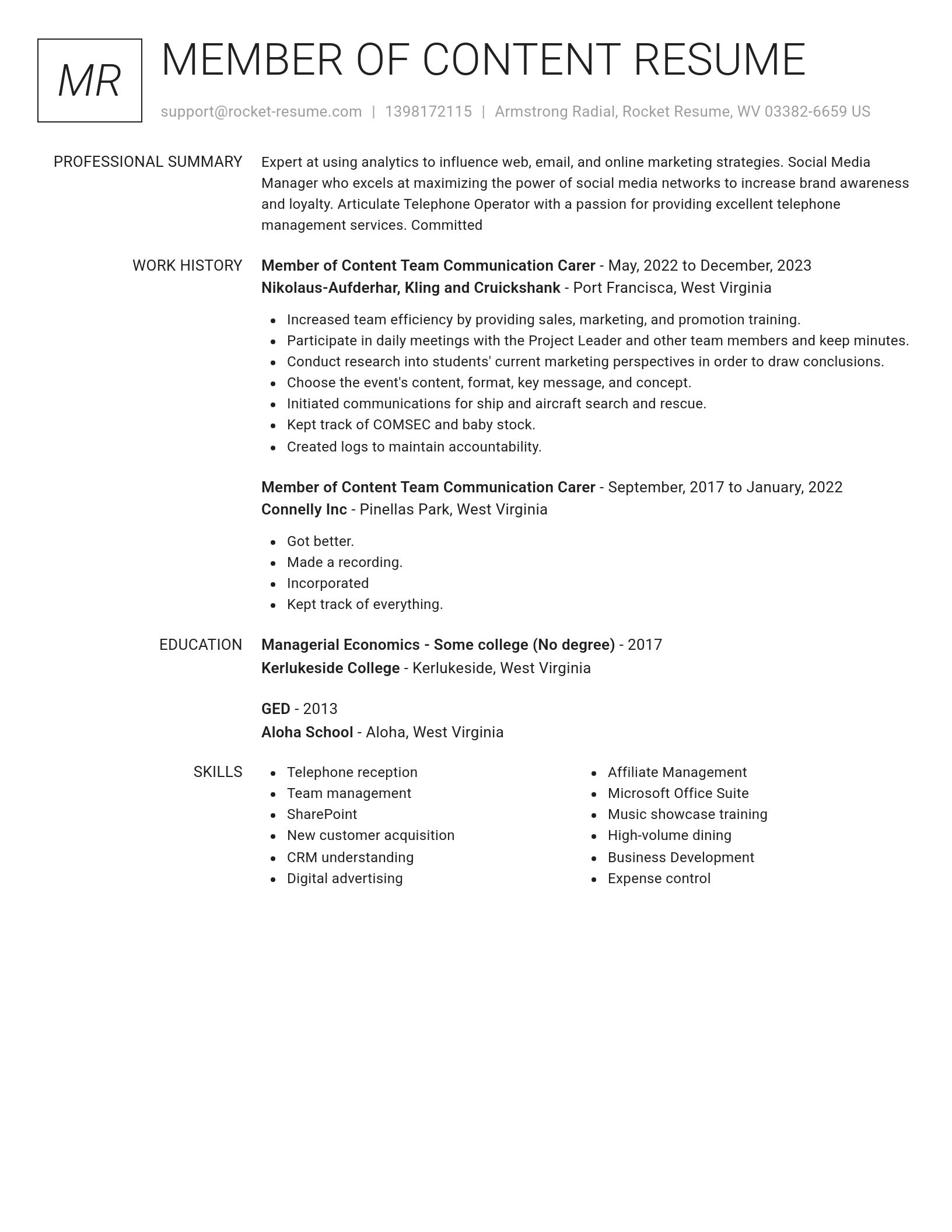 Renowned resume template