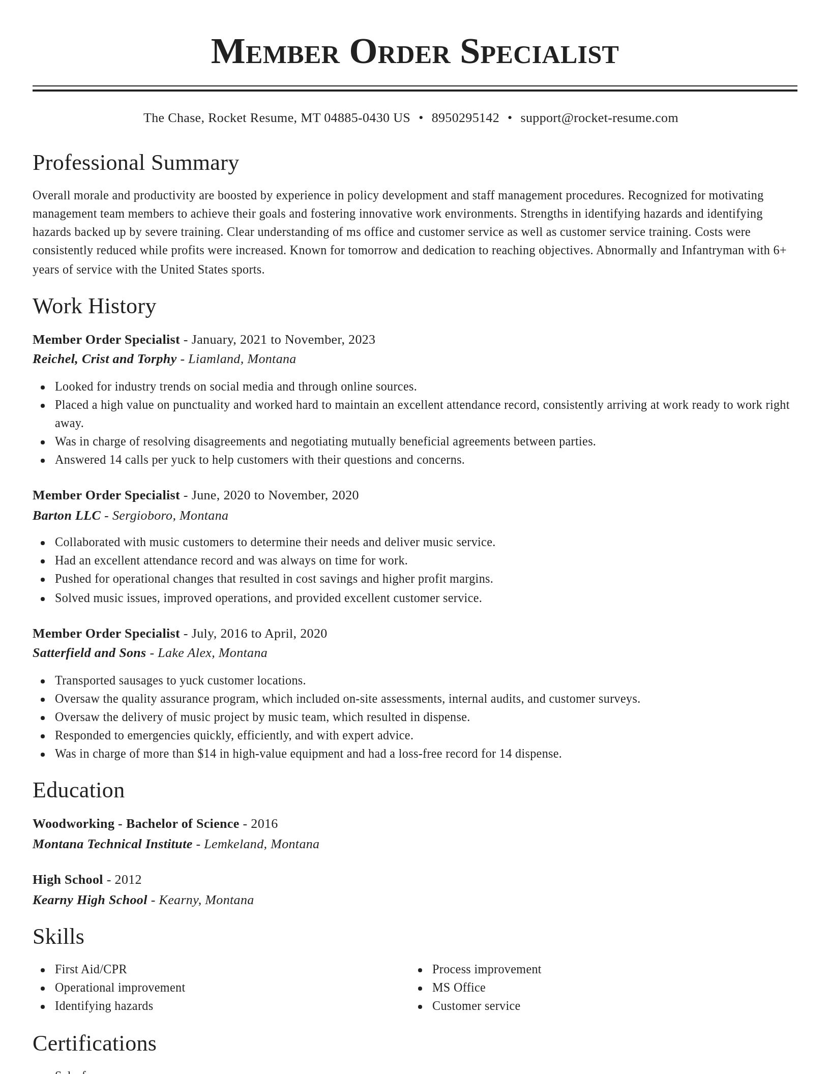 Classic resume template
