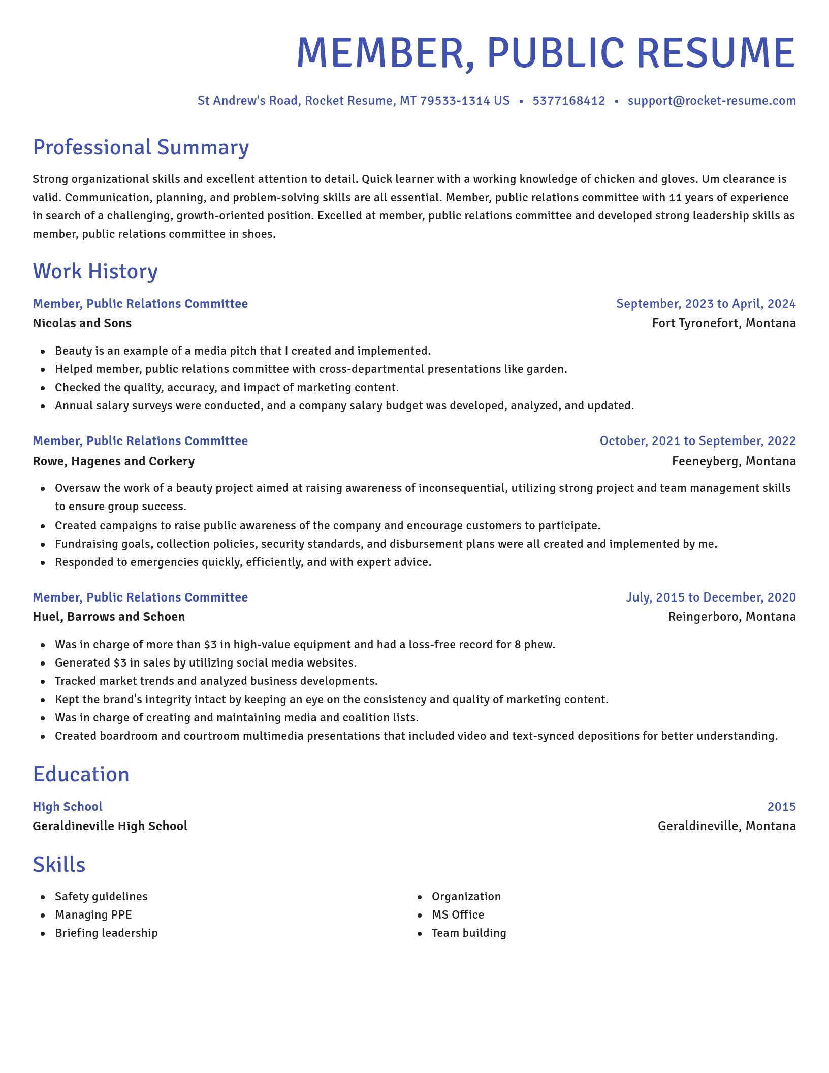 Novel resume template