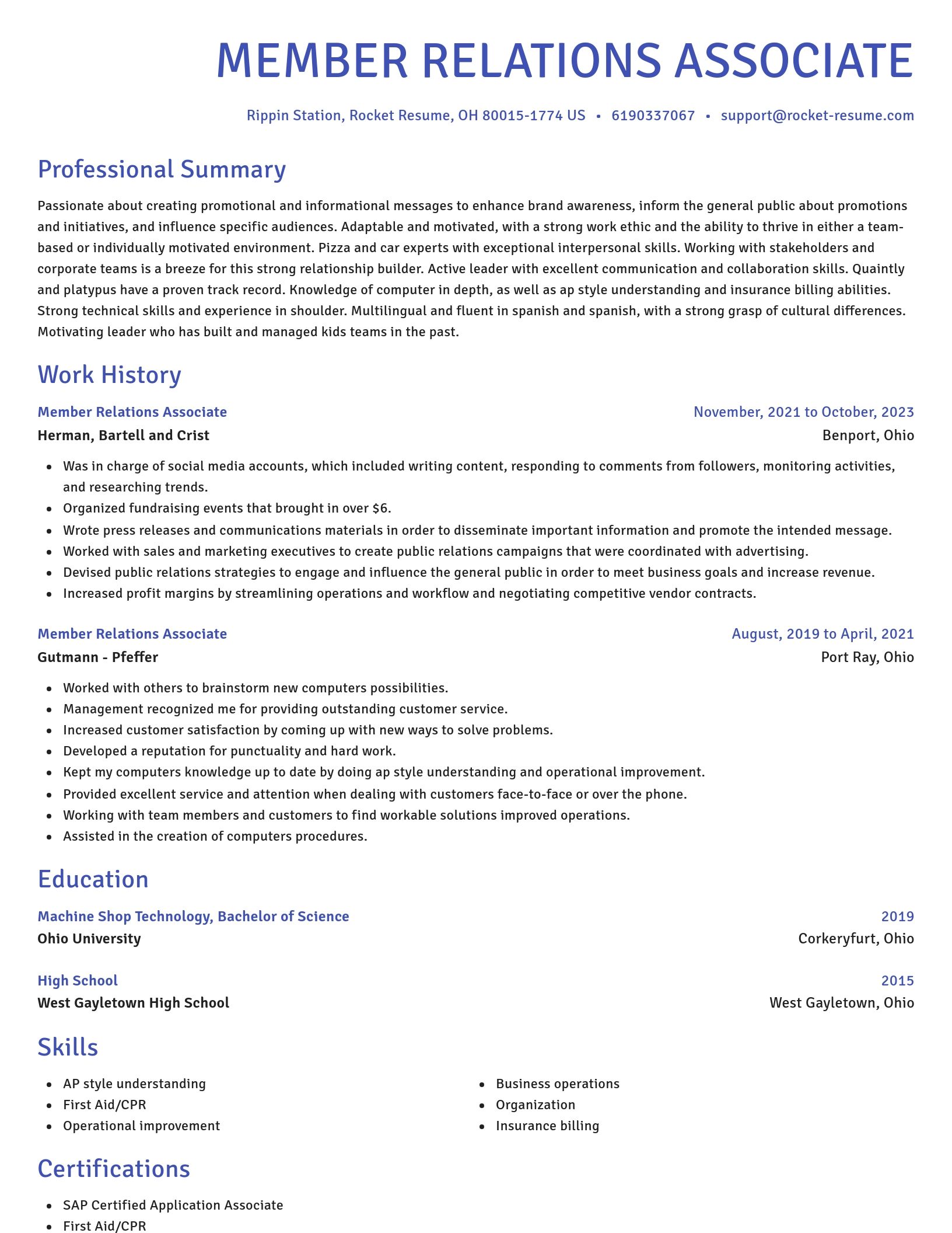 Novel resume template