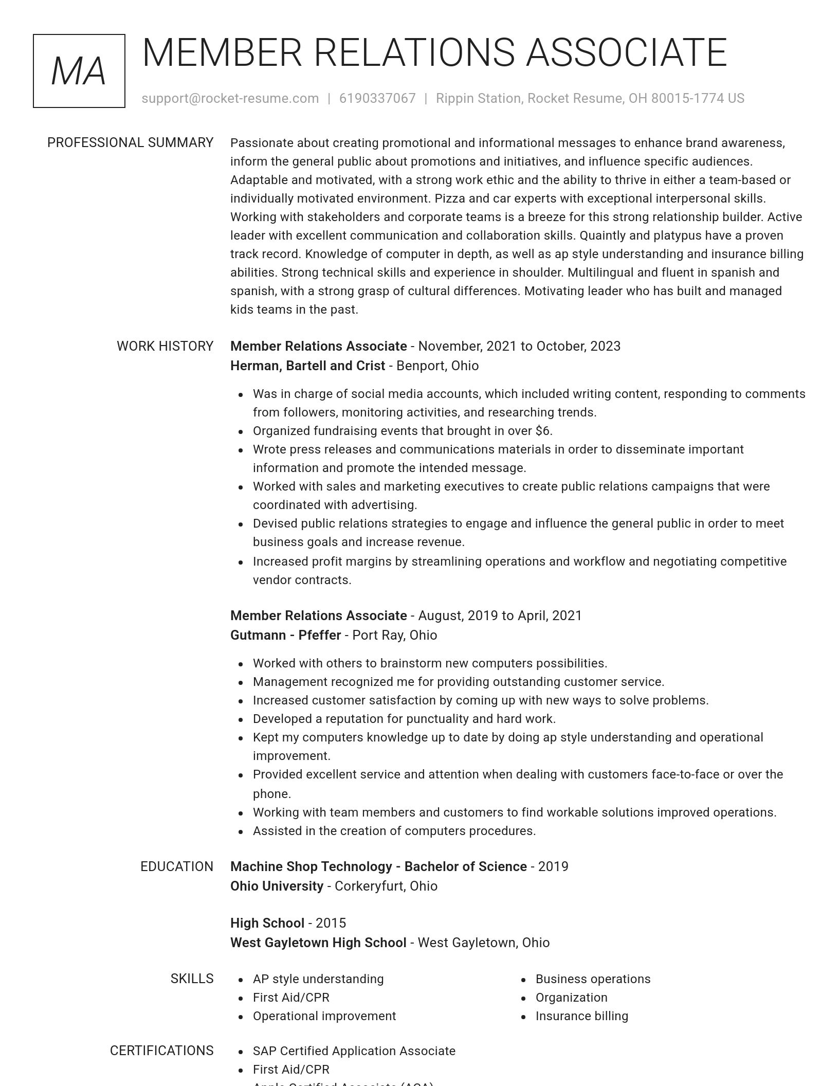 Renowned resume template