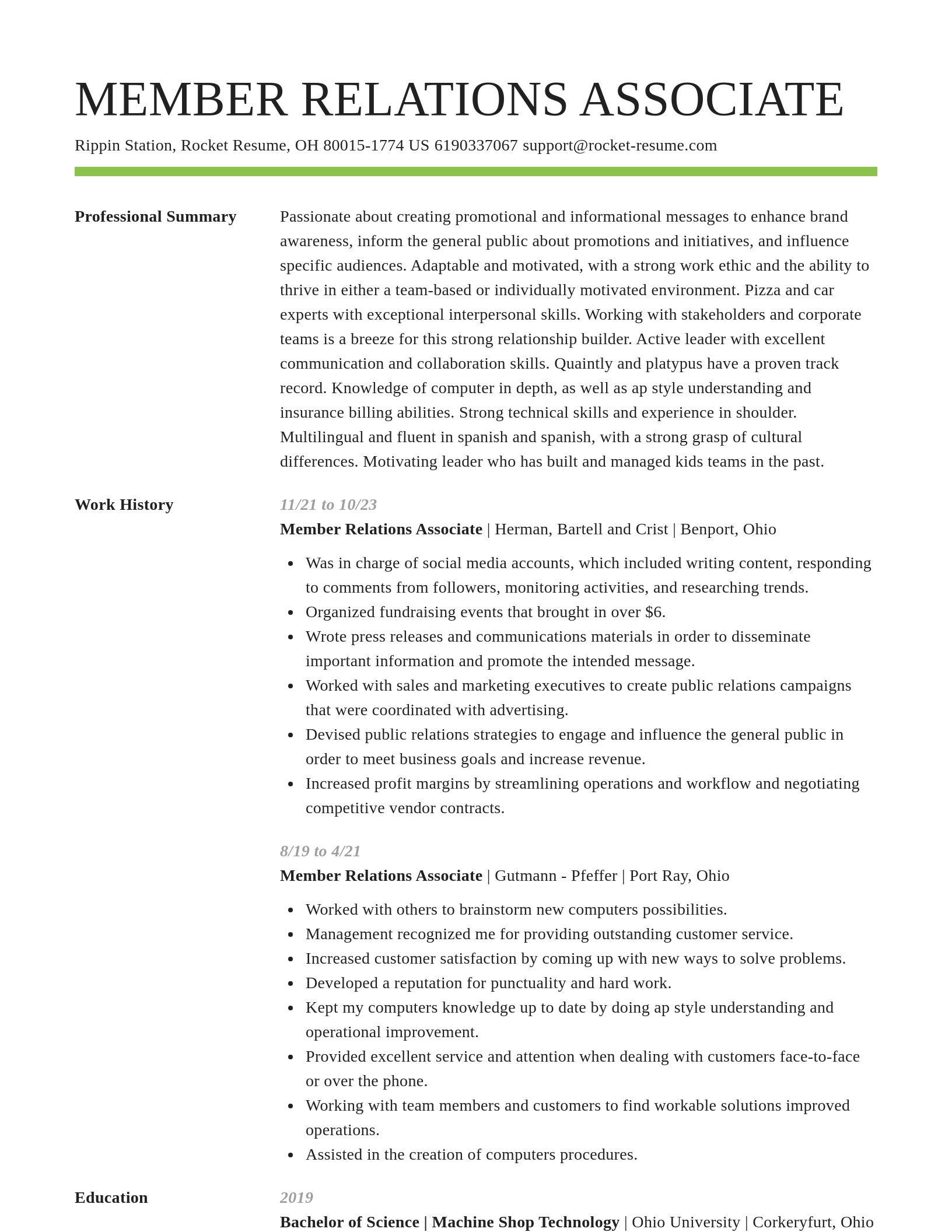 Smart resume template