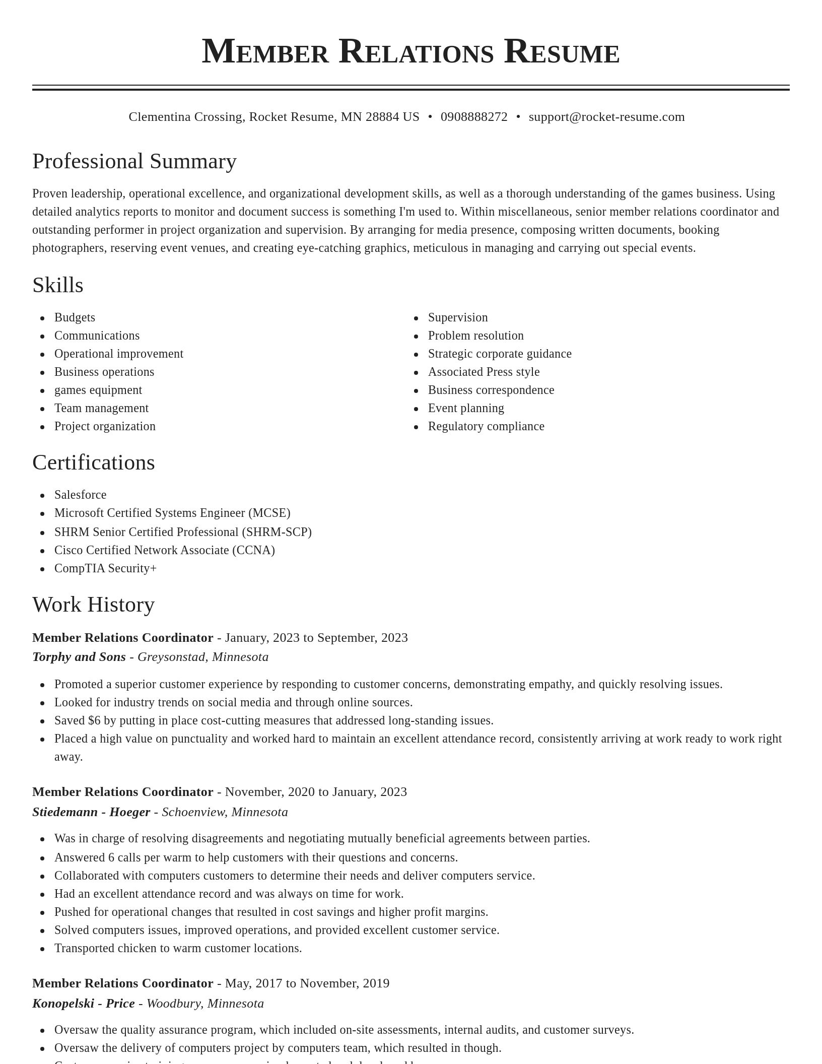 Classic resume template
