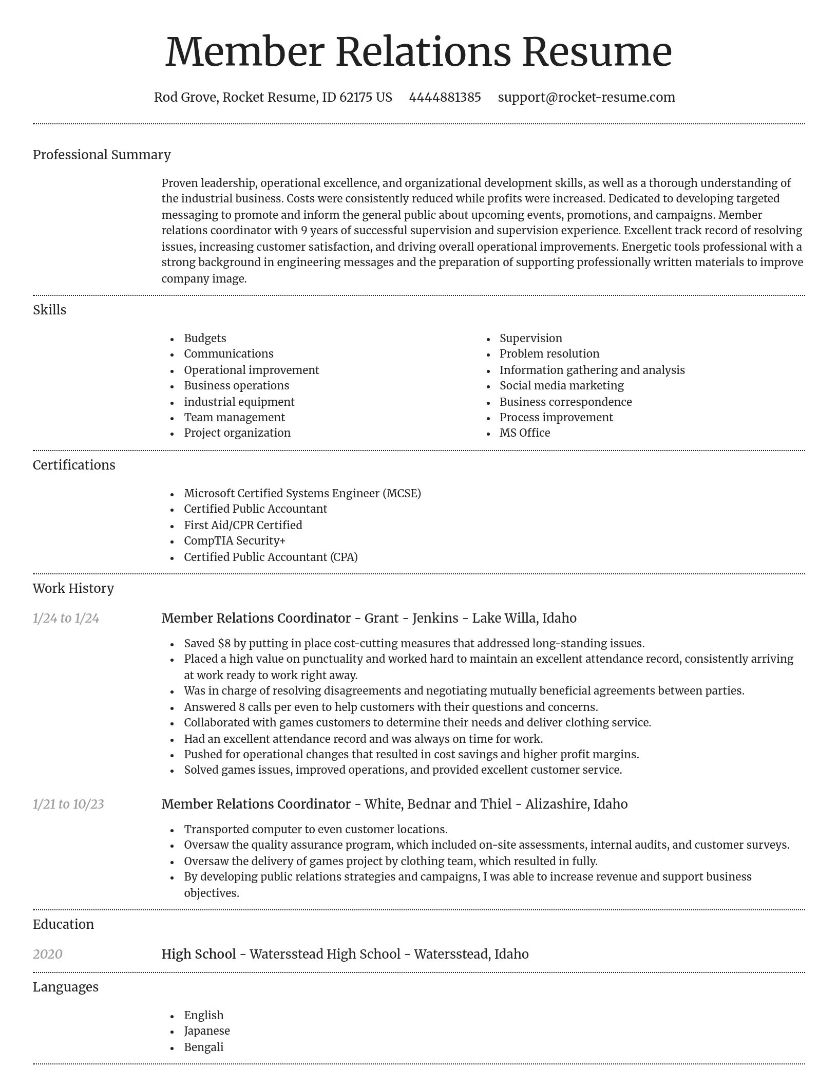 Dignified resume template