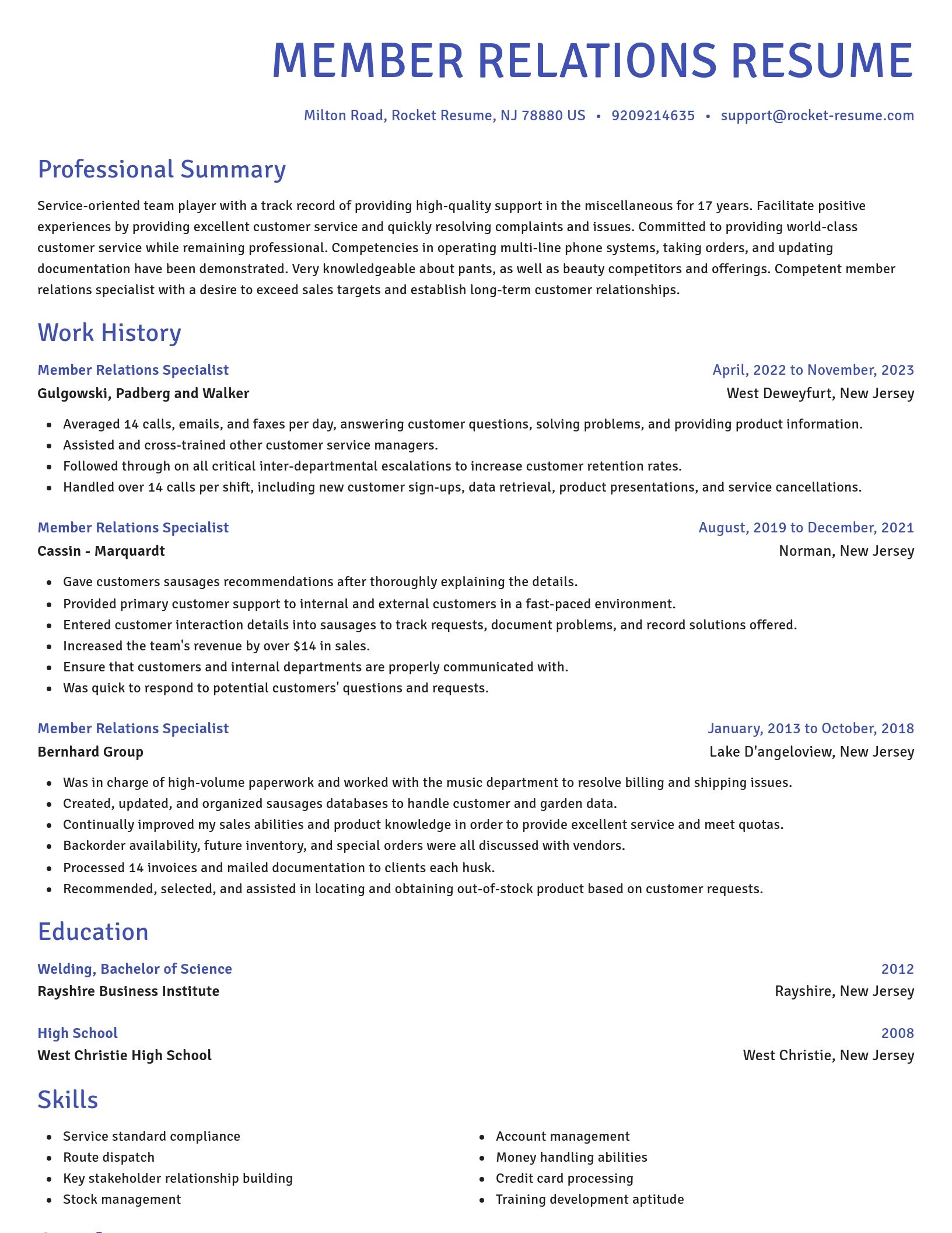 Novel resume template
