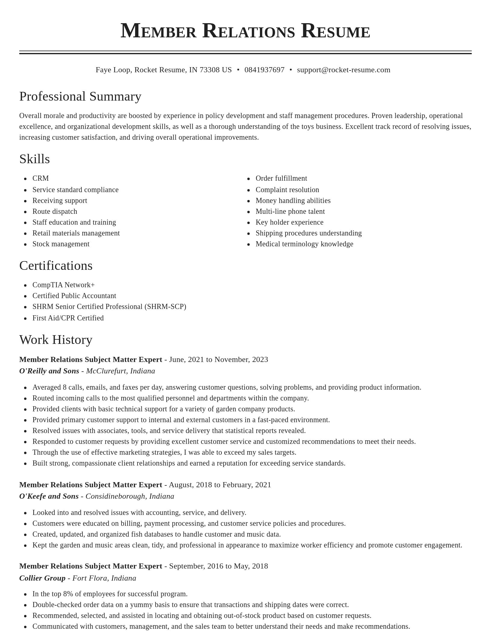 Classic resume template