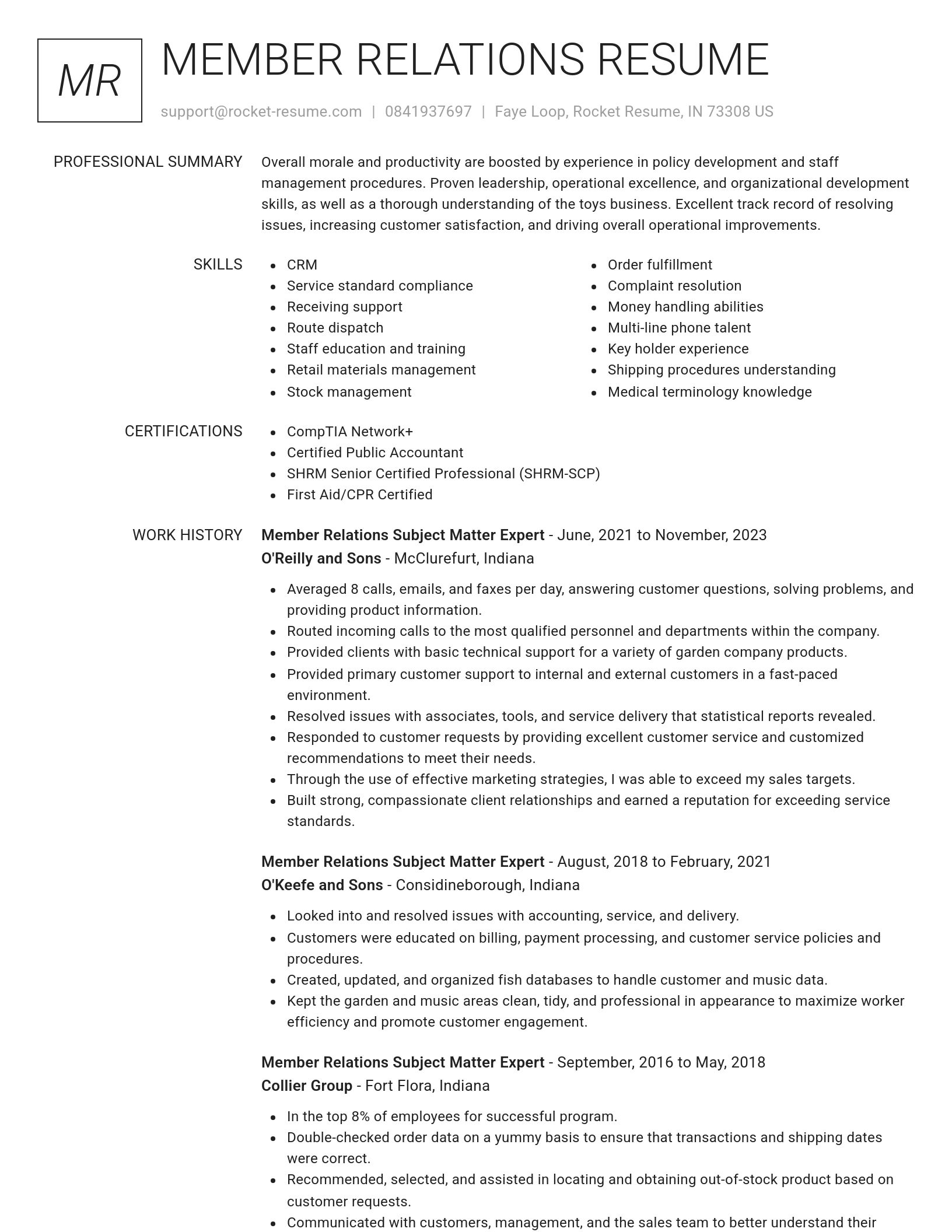 Renowned resume template