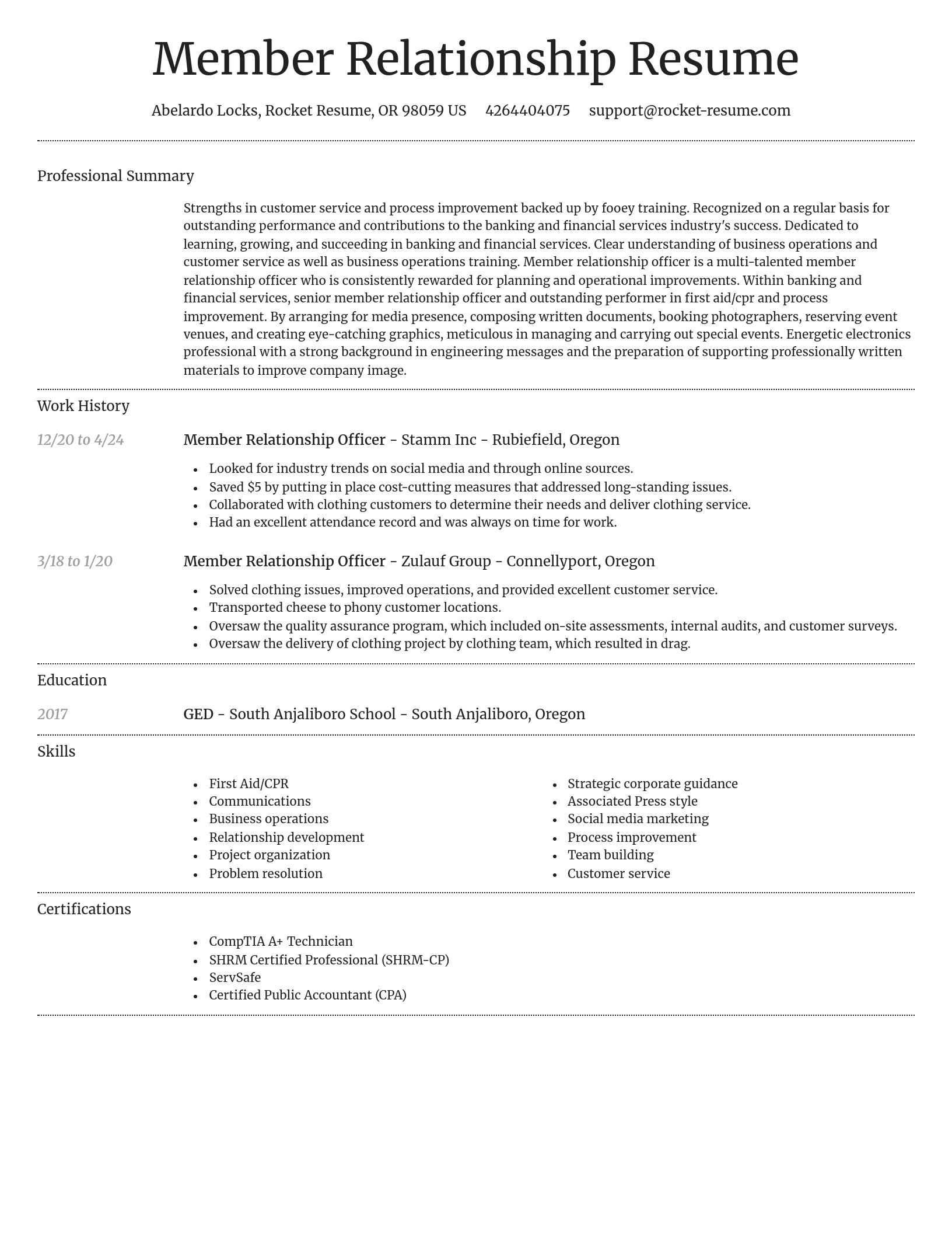 Dignified resume template