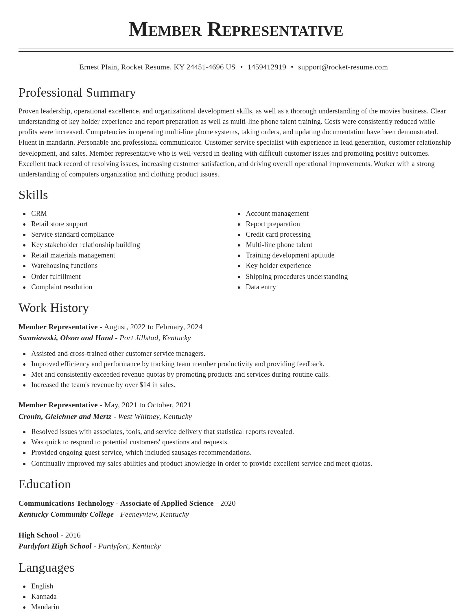 Classic resume template