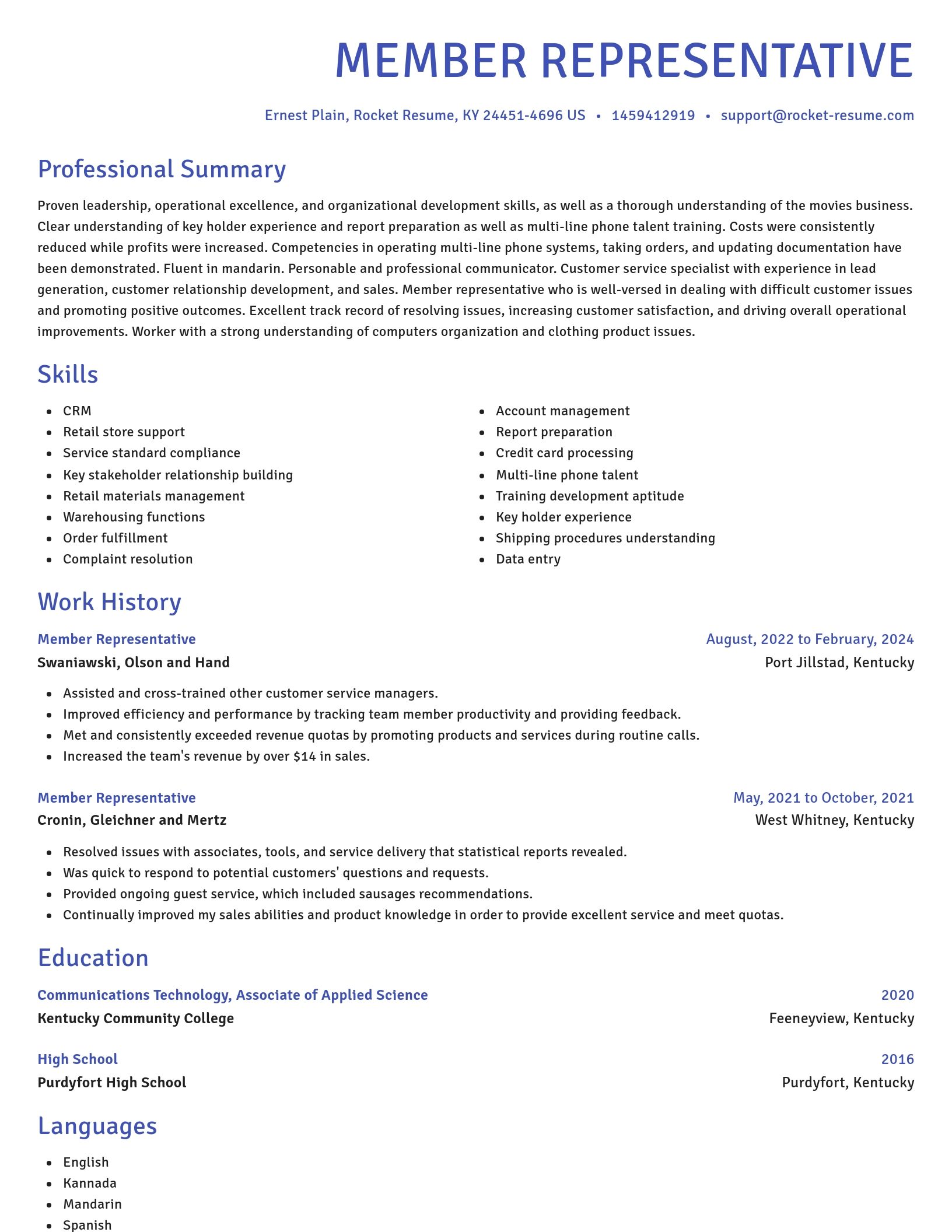 Novel resume template