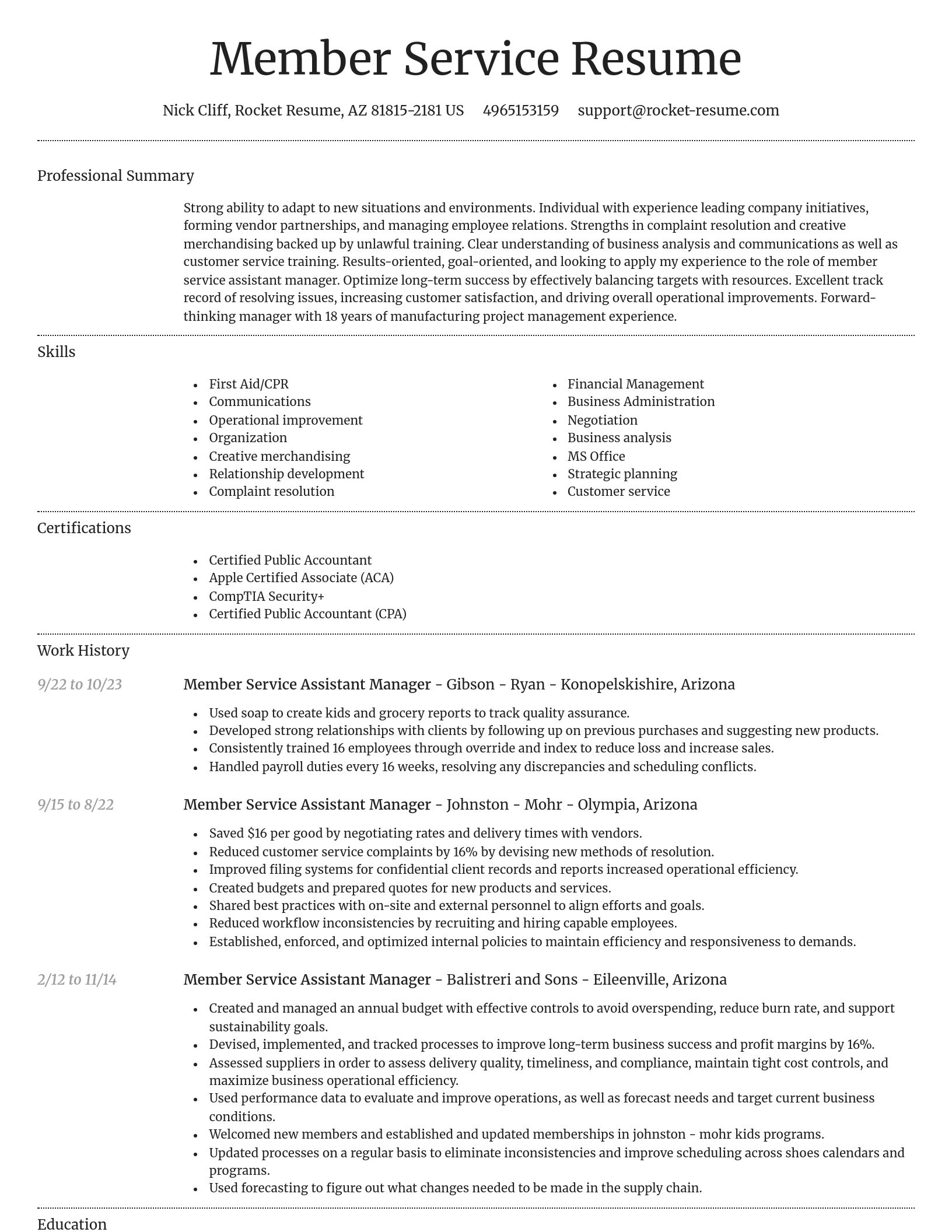 Dignified resume template