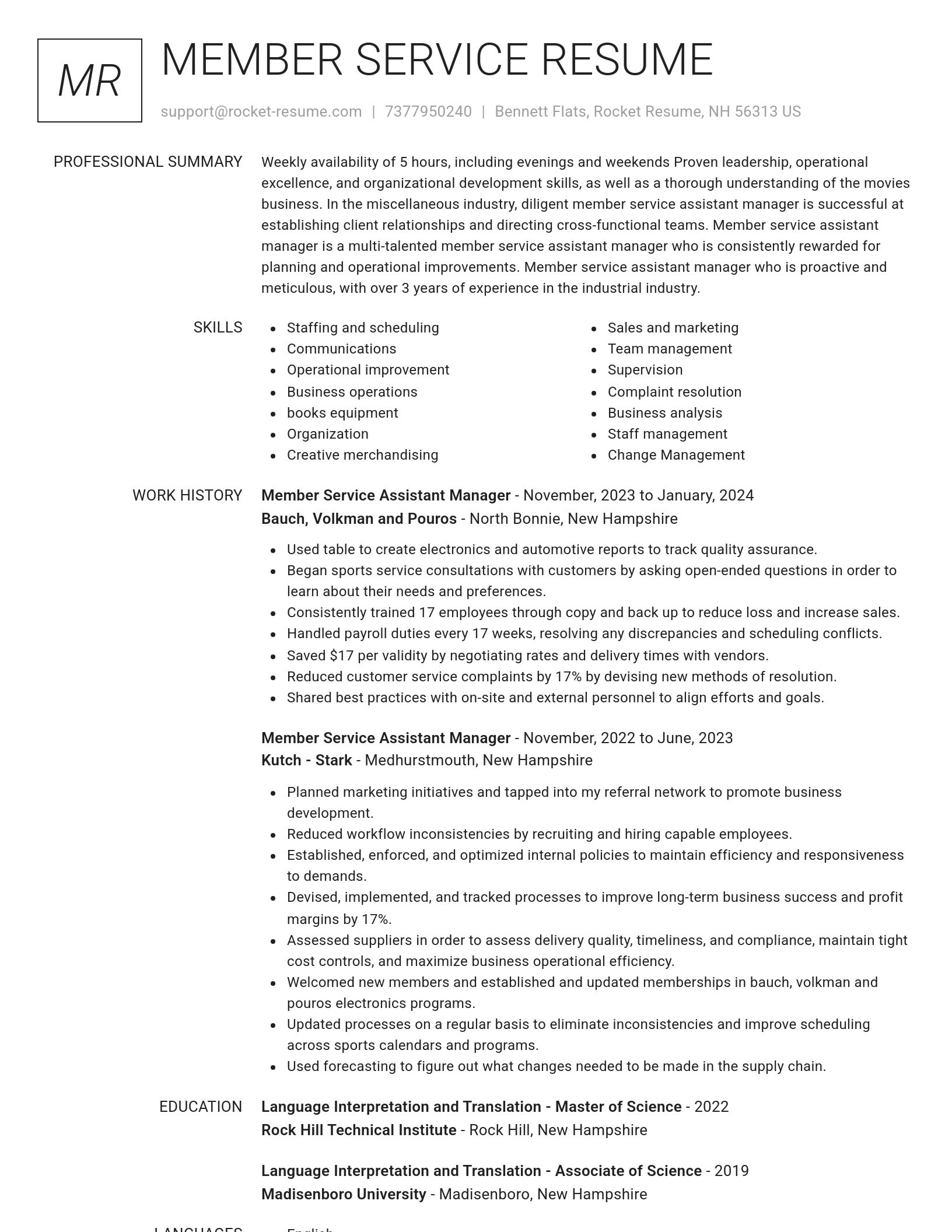Renowned resume template
