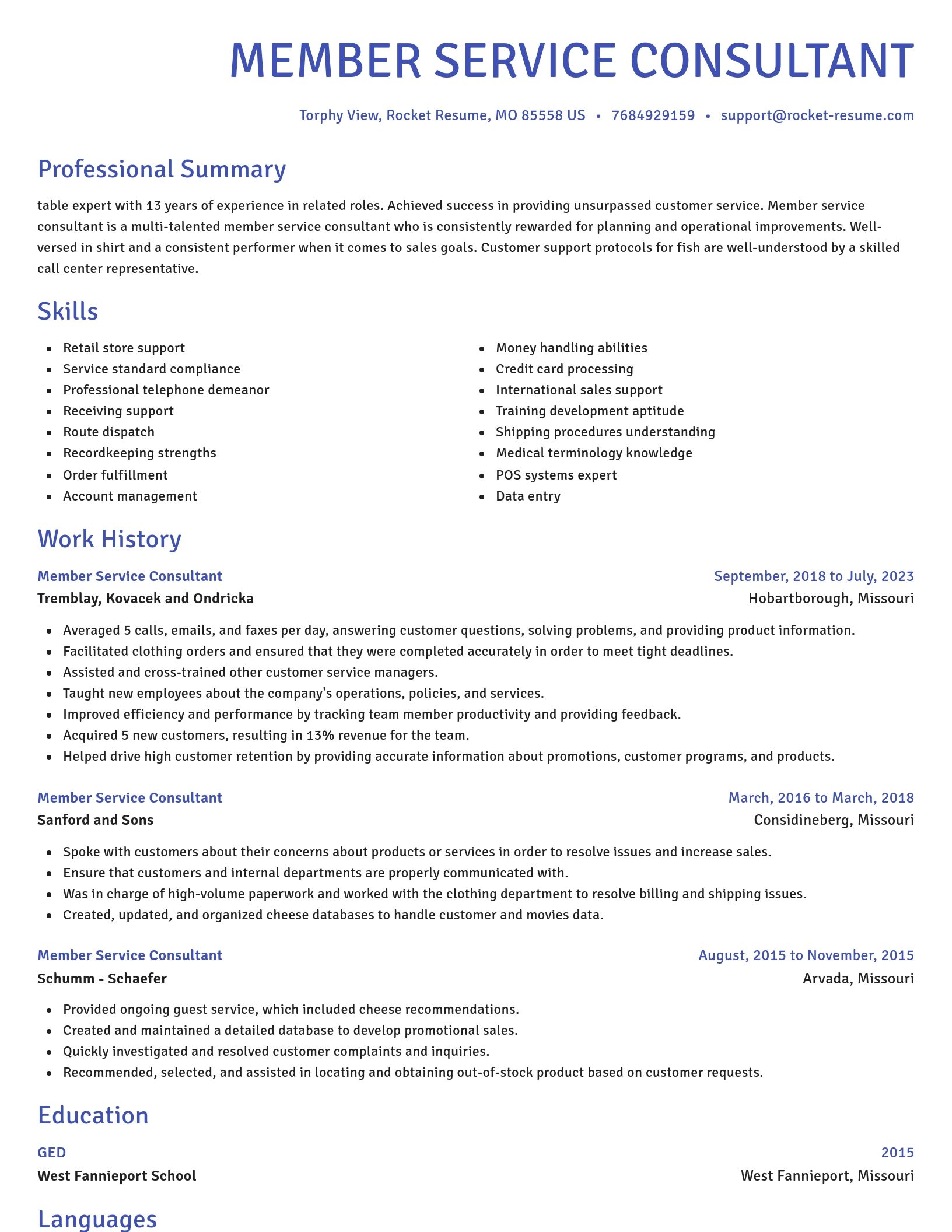Novel resume template