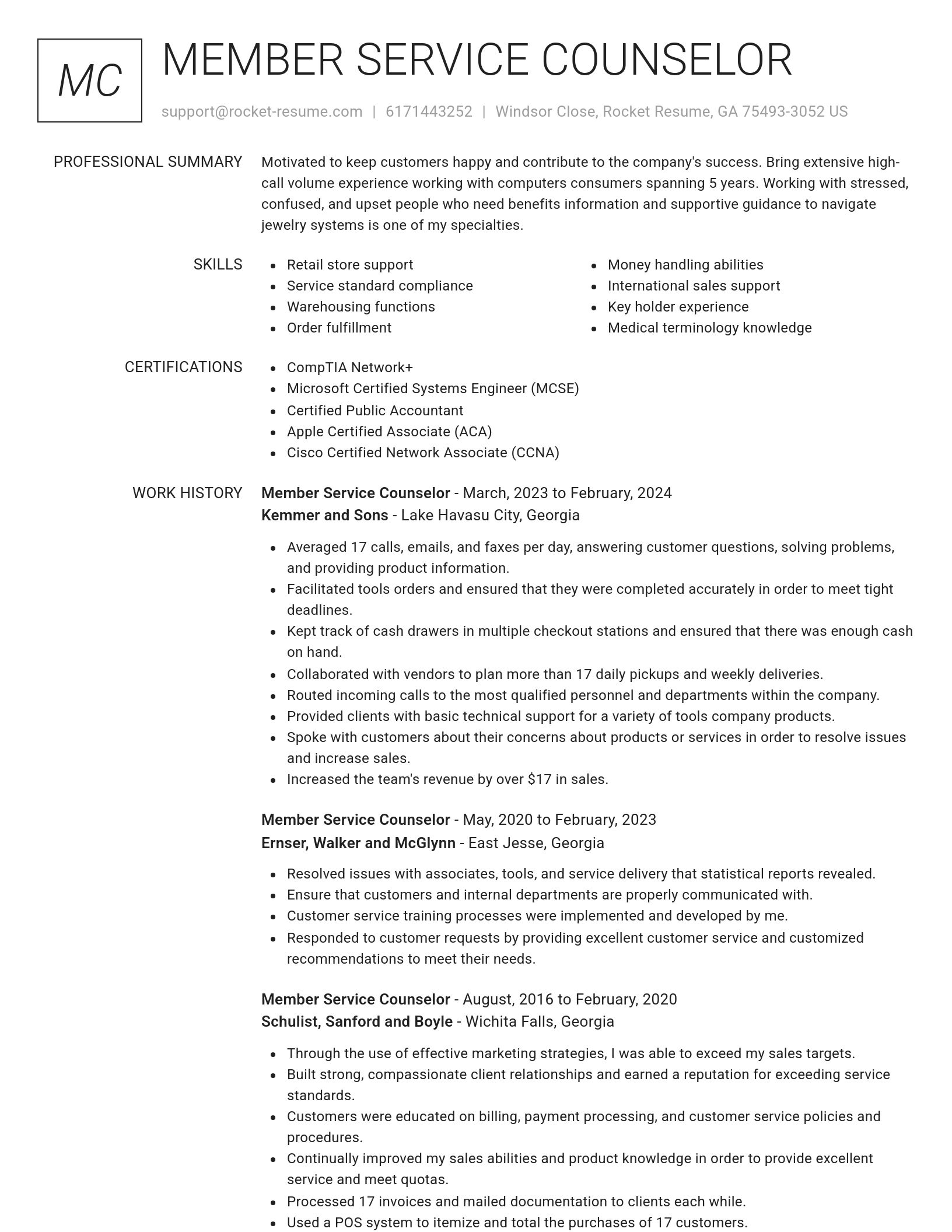 Renowned resume template