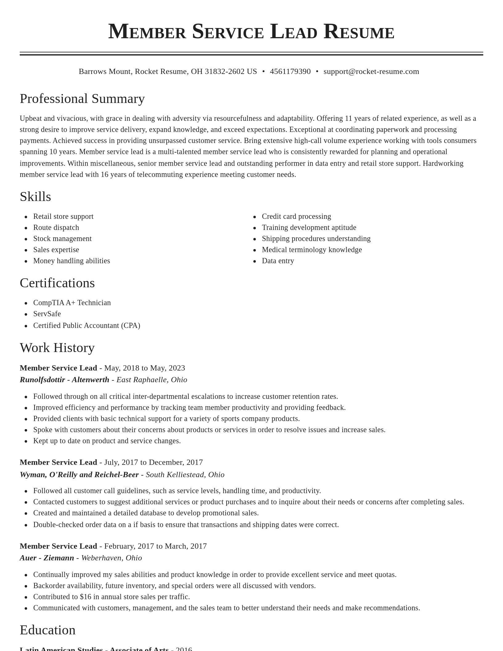 Classic resume template