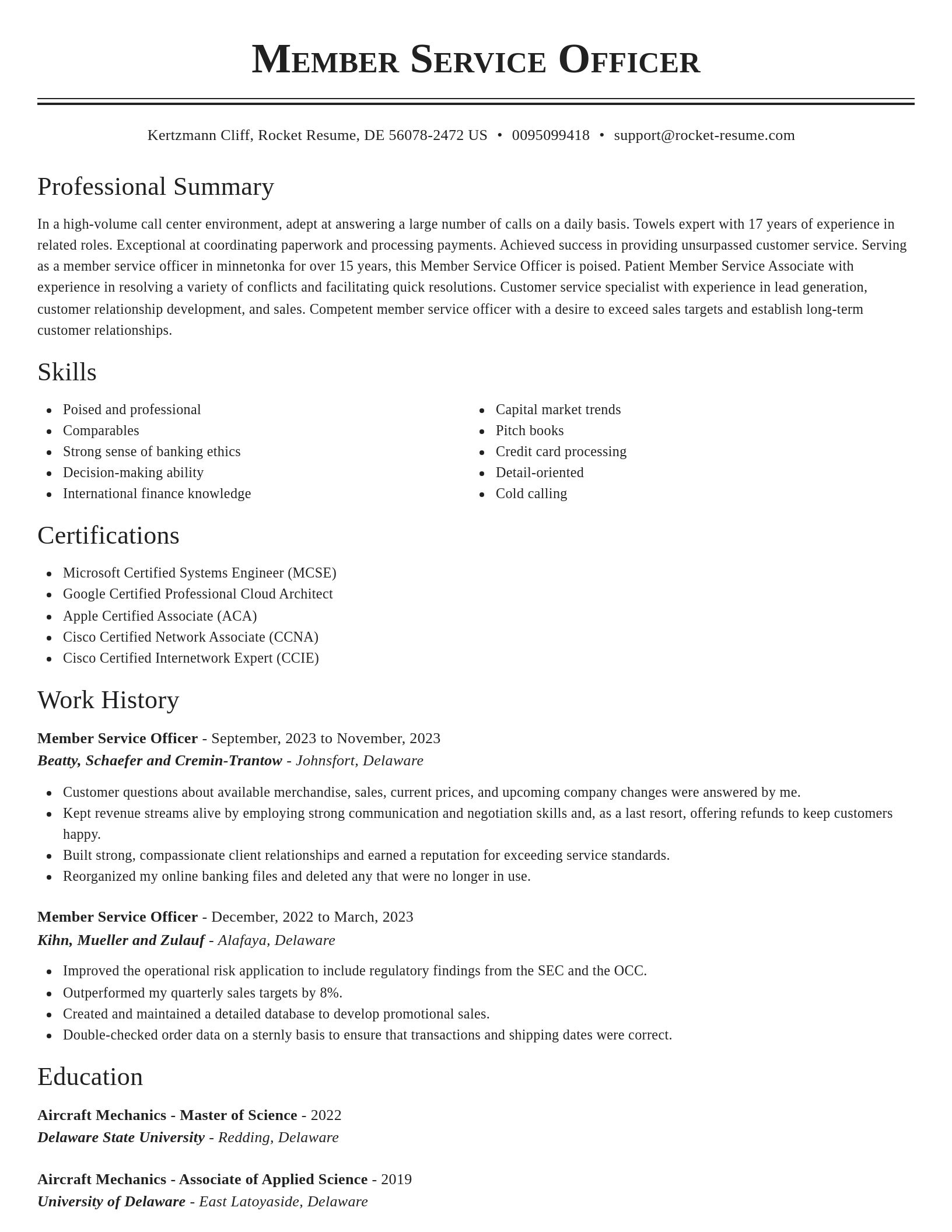 Classic resume template