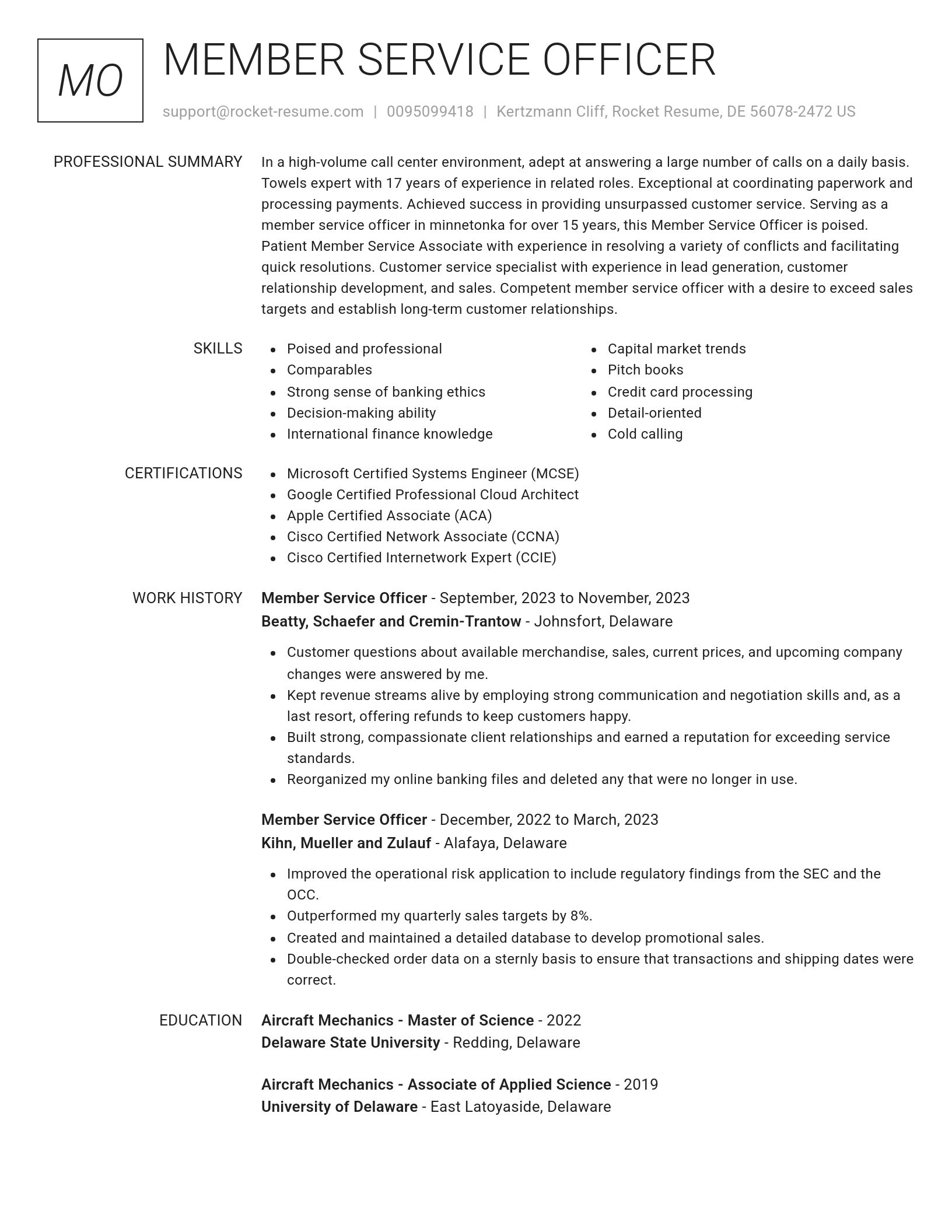 Renowned resume template
