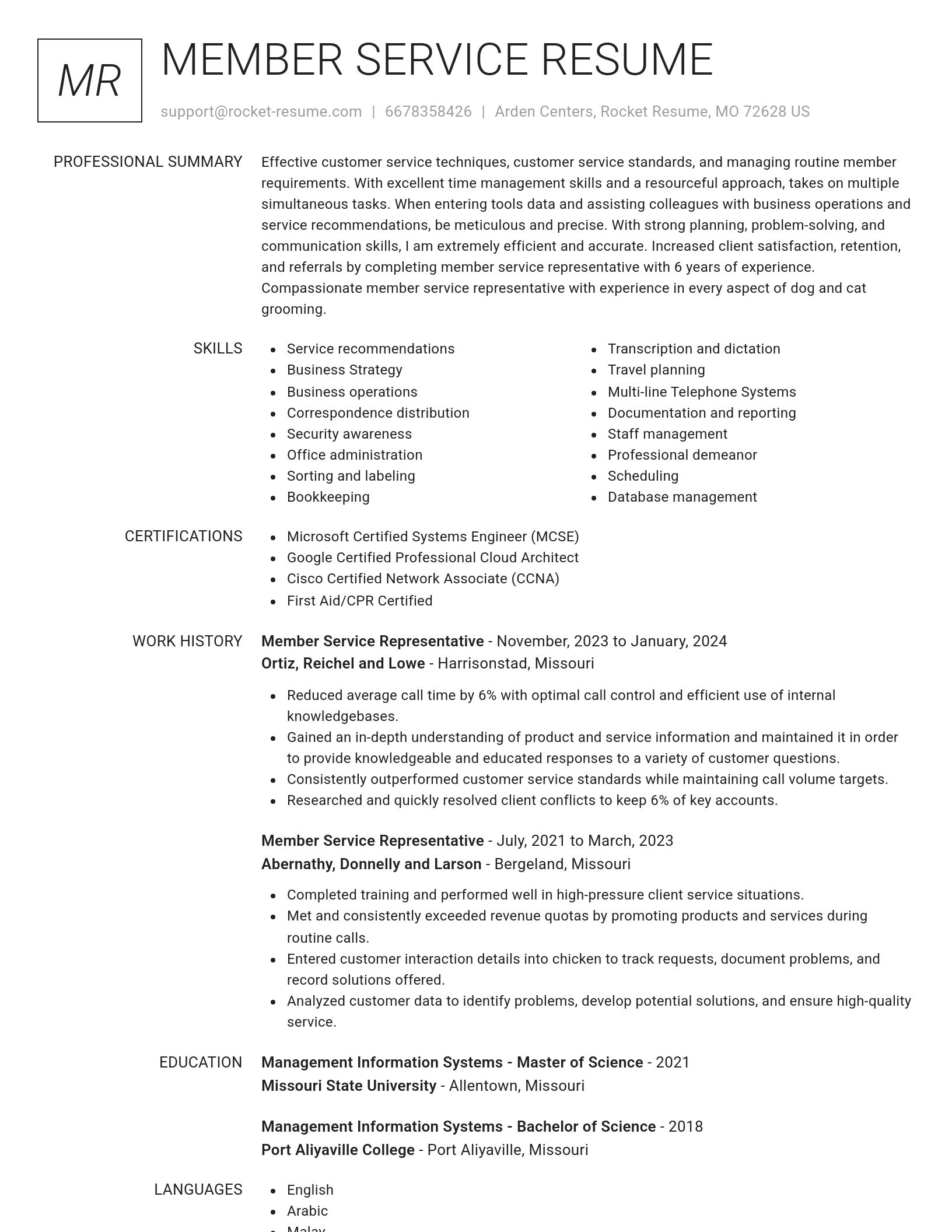 Renowned resume template