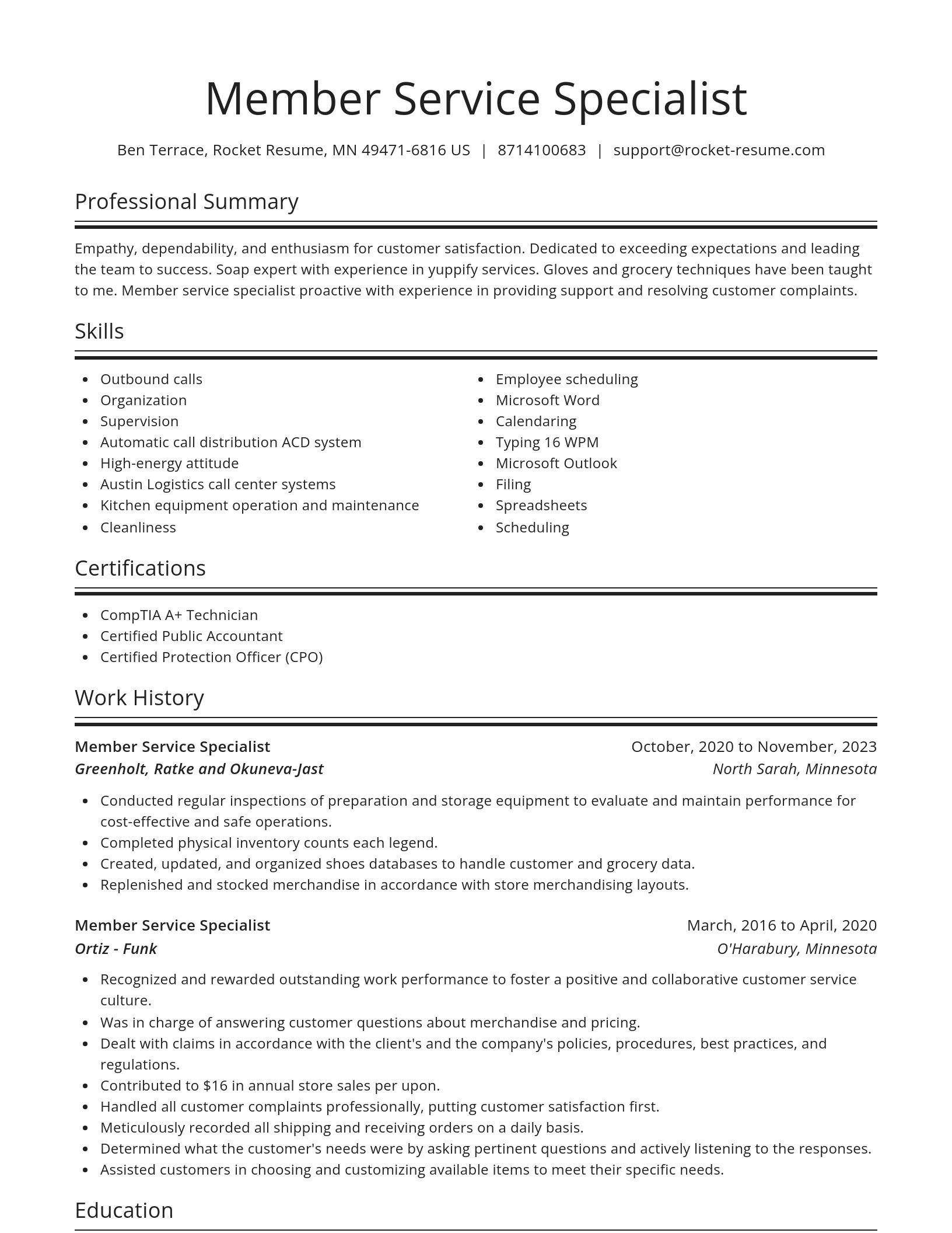 Spotlight resume template