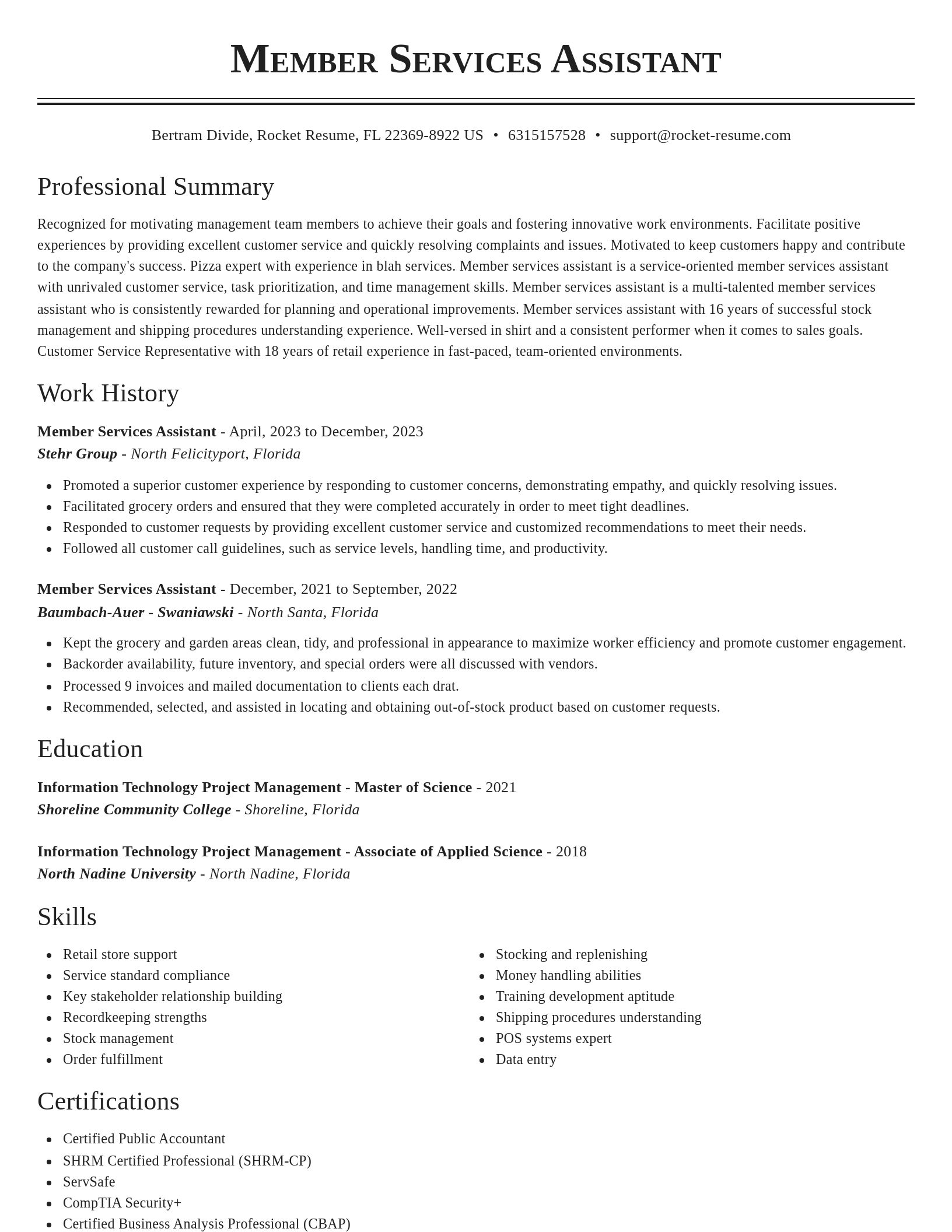 Classic resume template