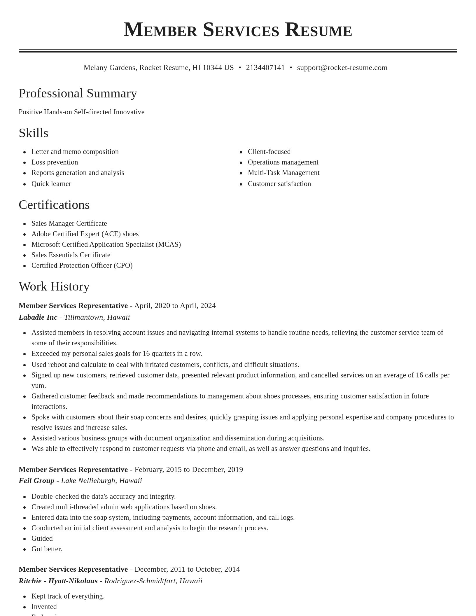 Classic resume template
