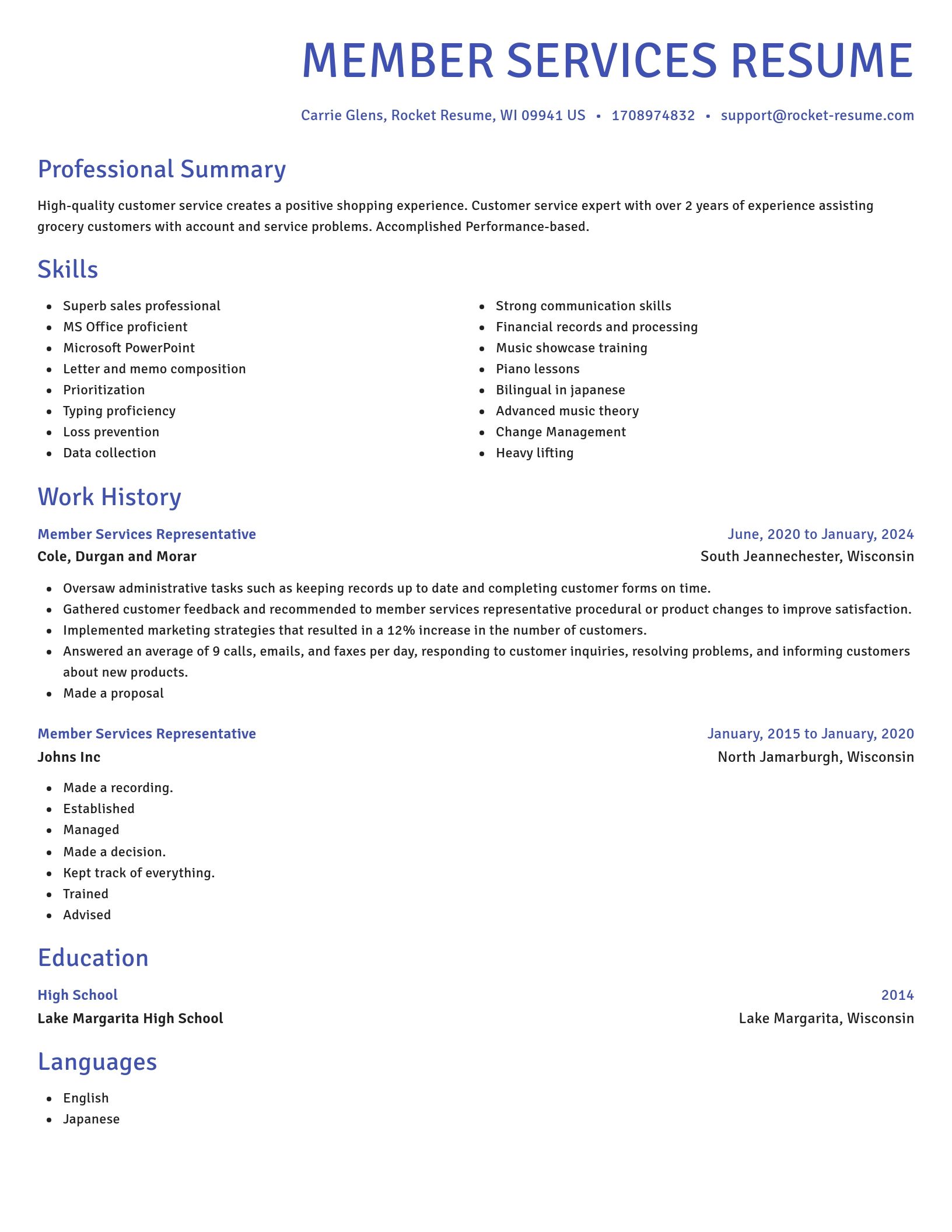 Novel resume template