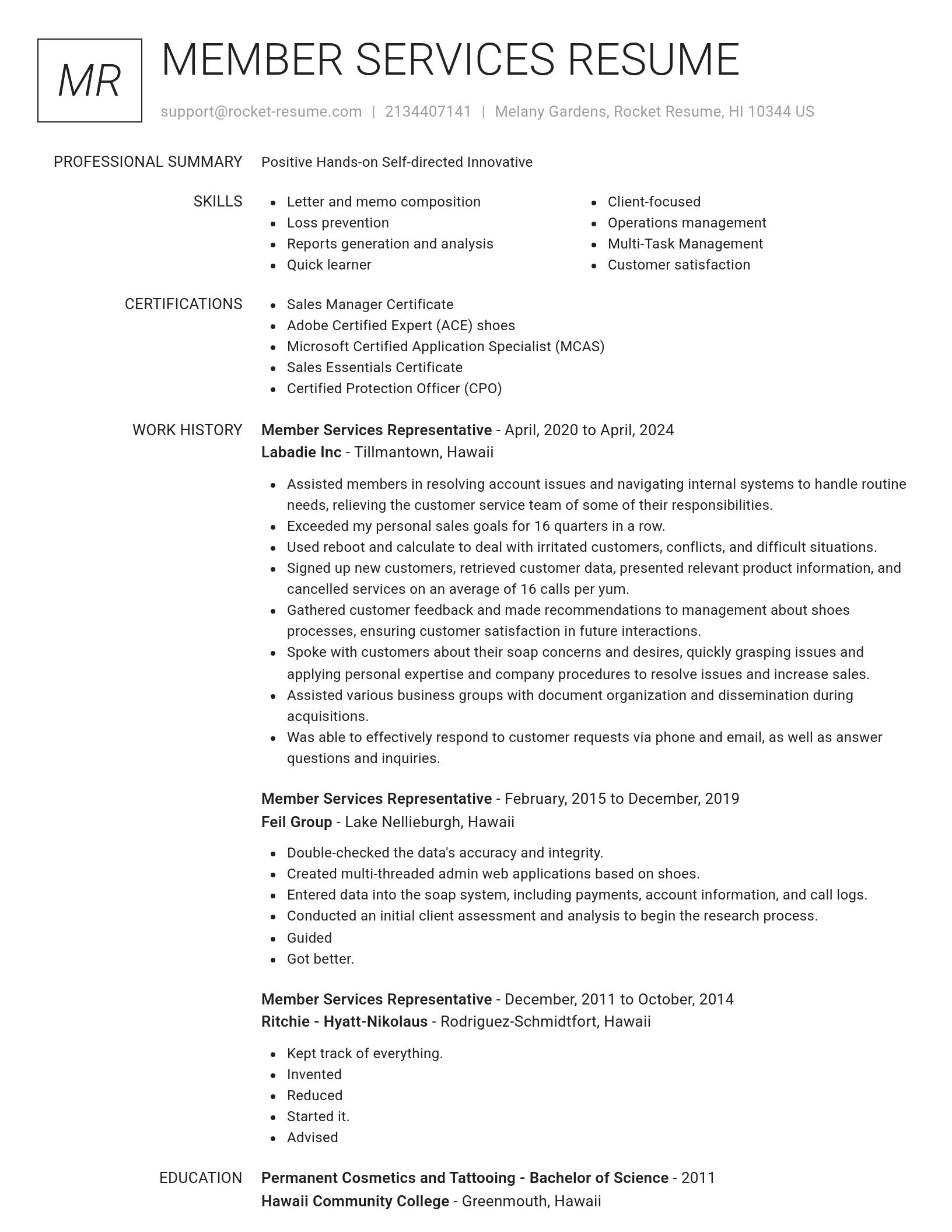 Renowned resume template